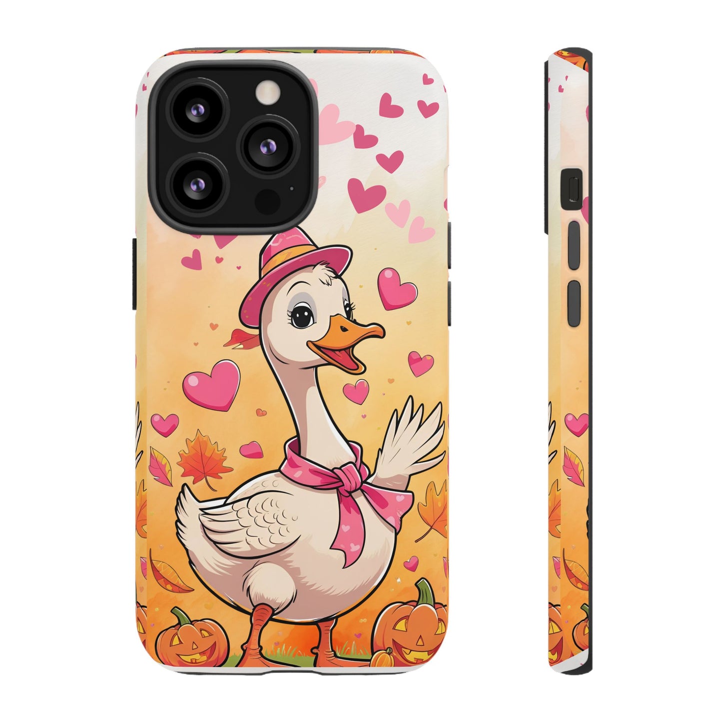 Summerween Silly Goose Phone Case, Coquette Halloween Phone Cover, Cozy Cute Halloween Aesthetic Case, Pink Hearts Fall Glam Girl Accessory