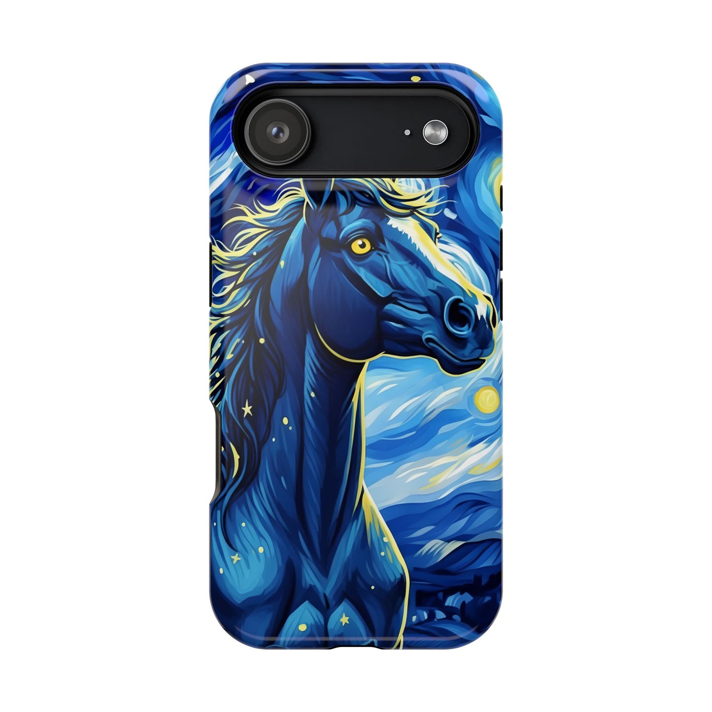 Year of the Horse Magnetic Phone Case Chinese Zodiac Blue Horse Art Design Compatible with iPhone 17 16 15 14 13