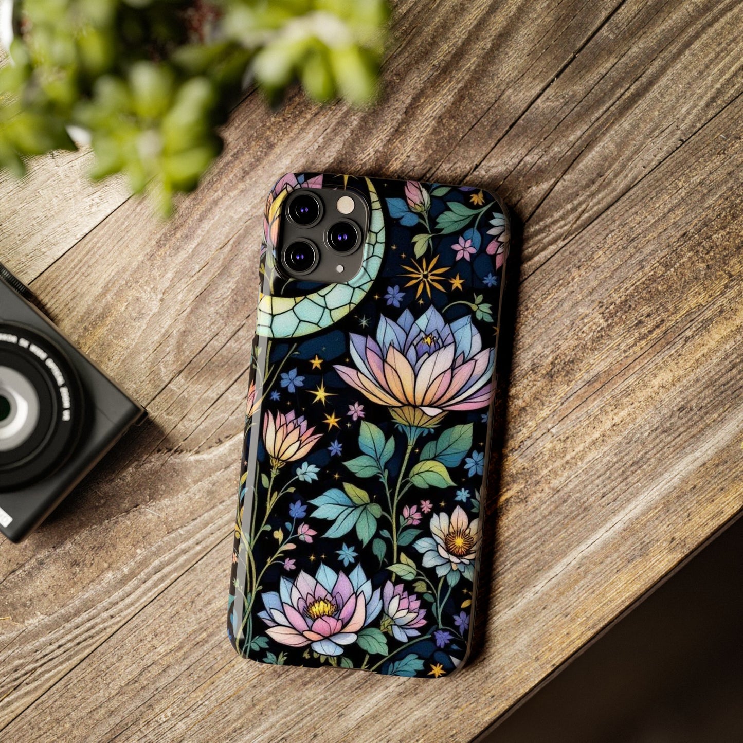 Floral Night Sky Slim Phone Cases | Vibrant Floral Design, Flower Phone Cover, Cute Phone Accessories, Gift for Her, Nature Lover's Case