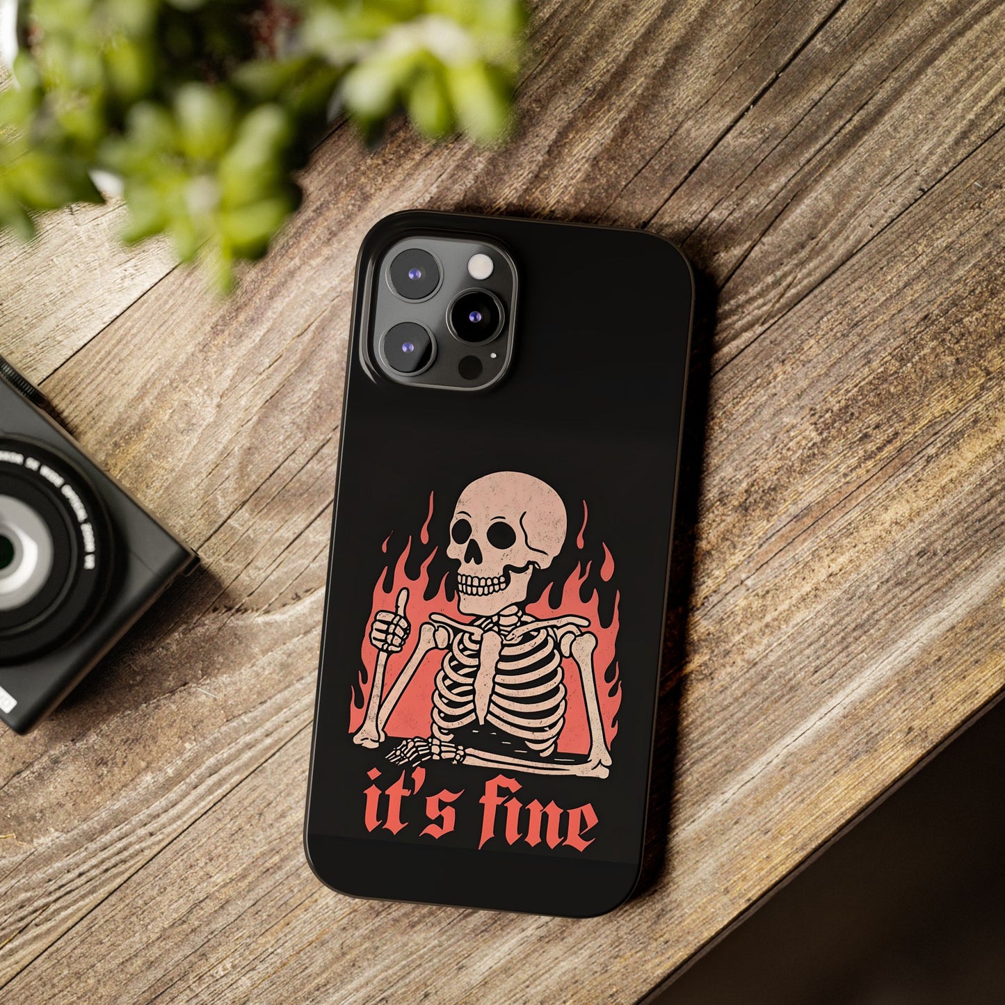 Skeleton It's Fine Phone Case, Slim Phone Cover, Halloween Gift, Gothic Style, Quirky Phone Accessories, Unique Slim Cases