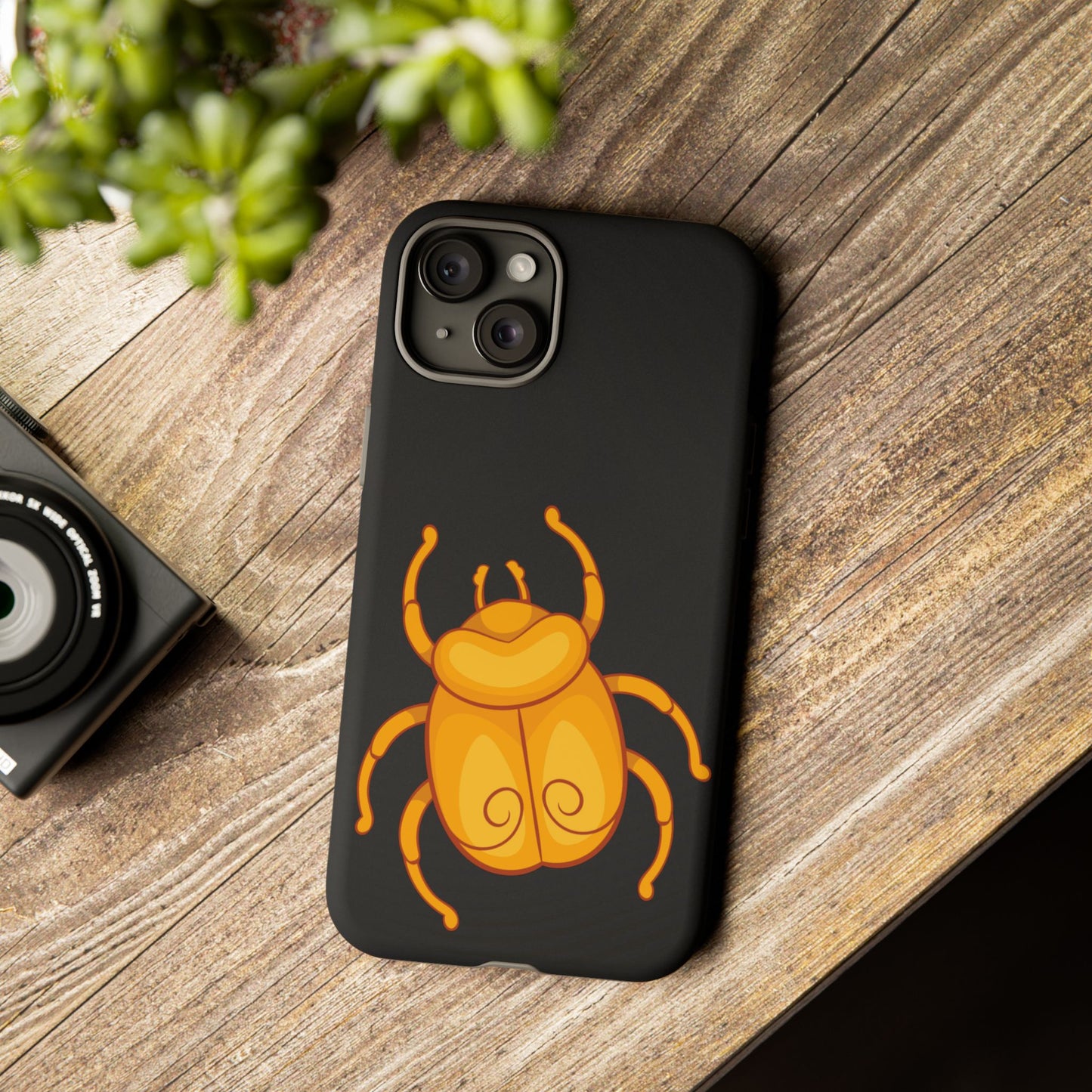 Ancient Egyptian Scarab Tough Phone Case - Gold Beetle Design, Mythological Insect Art, Compatible with iPhone, Galaxy, and Google Phones