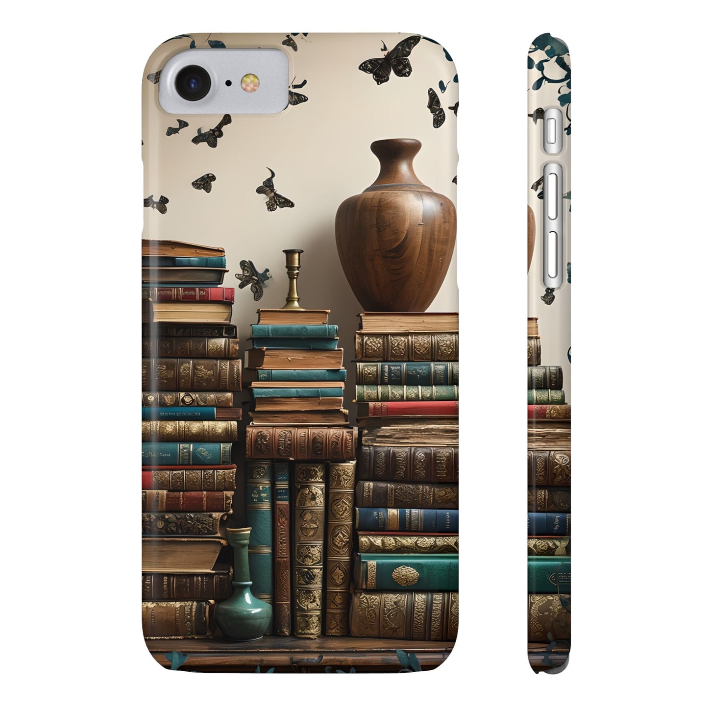 Bookshelf Butterfly Slim Phone Cases | Literary Gift, Reading Accessories, Unique Decor, Nature Lovers, Bookish Style