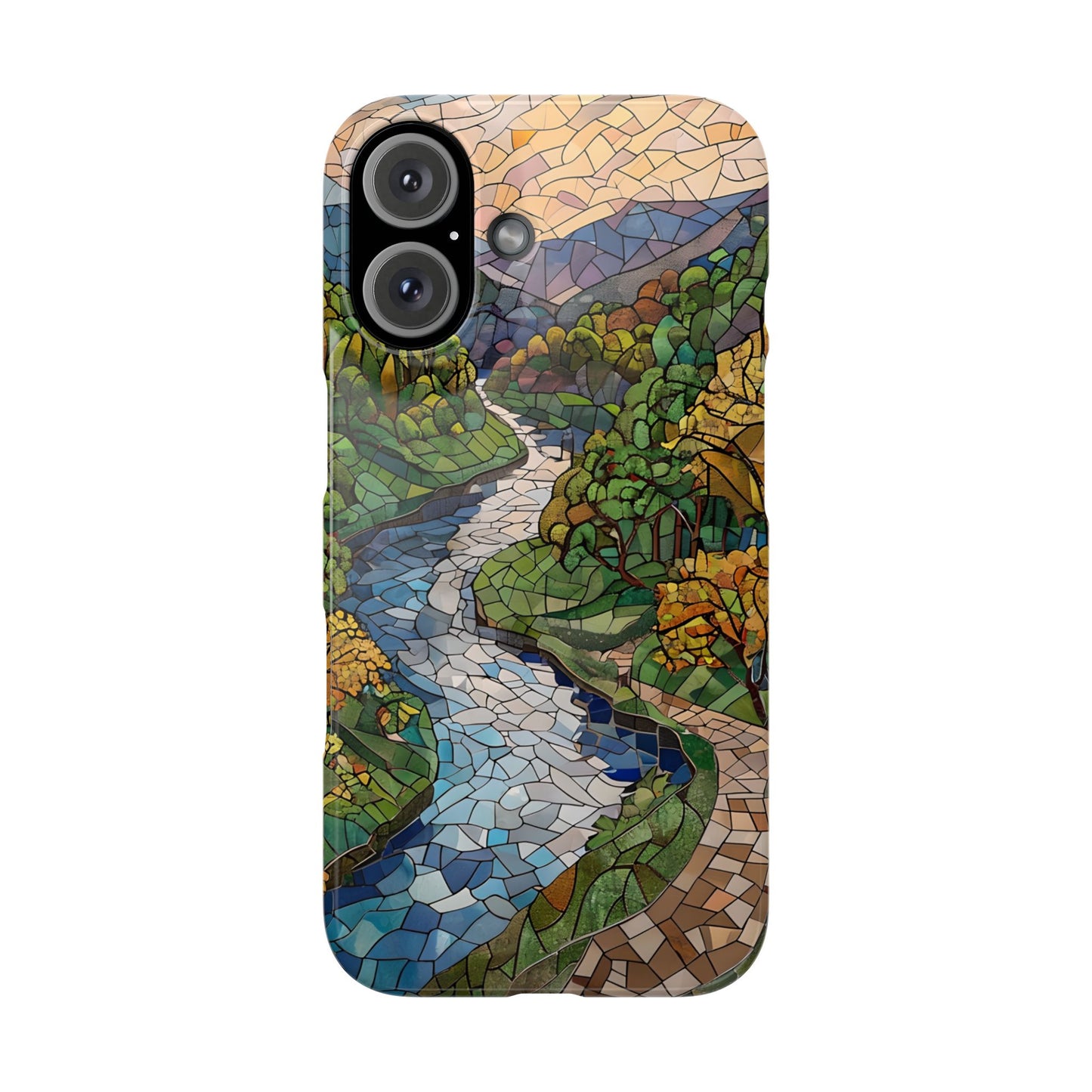 Cuyahoga Valley Mosaic Slim Phone Case, Midwest Forest Art, Scenic Nature Aesthetic, Unique Gift for Nature Lovers