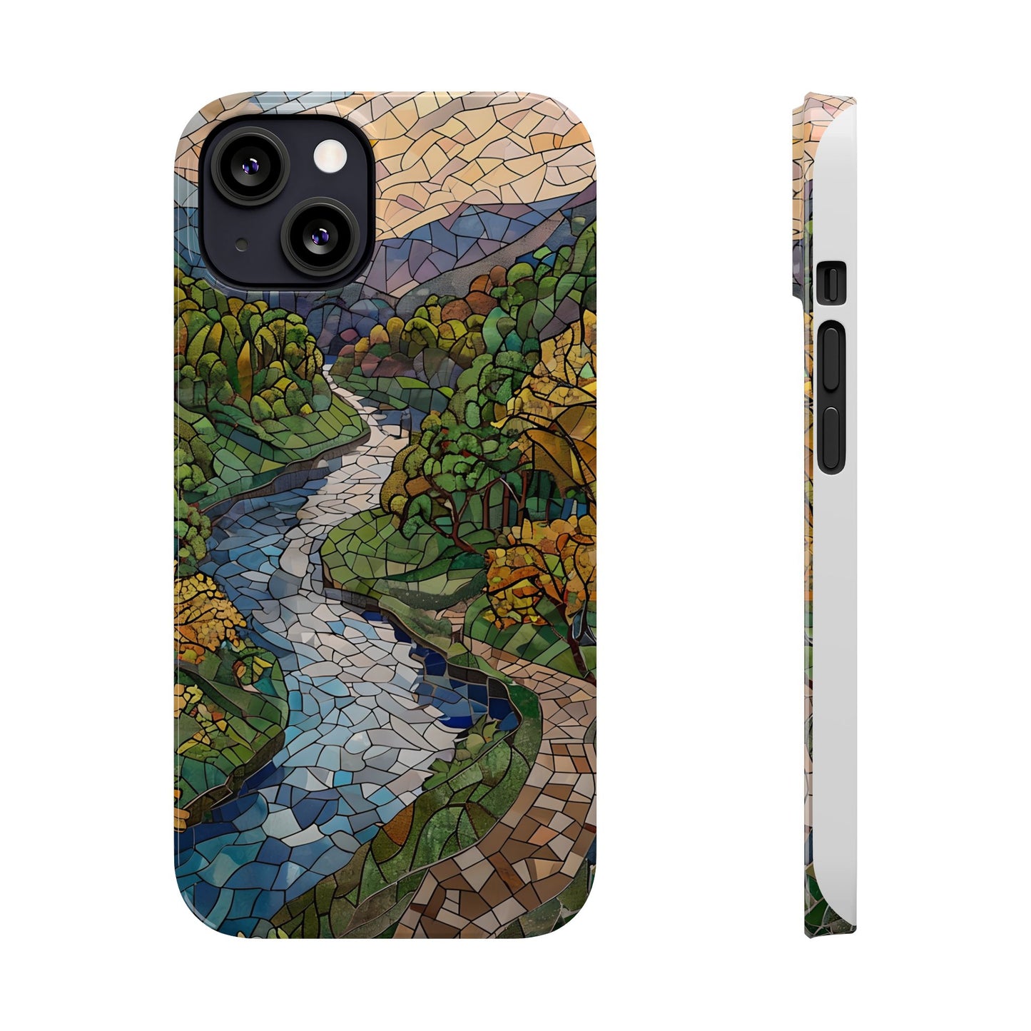 Cuyahoga Valley Mosaic Slim Phone Case, Midwest Forest Art, Scenic Nature Aesthetic, Unique Gift for Nature Lovers