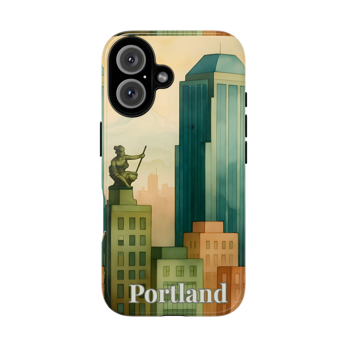 Portland Cityscape Phone Case • Urban Skyline Art Tough Case • Watercolor City Aesthetic • Gift for Travelers • Compatible with iPhone, Galaxy, Google