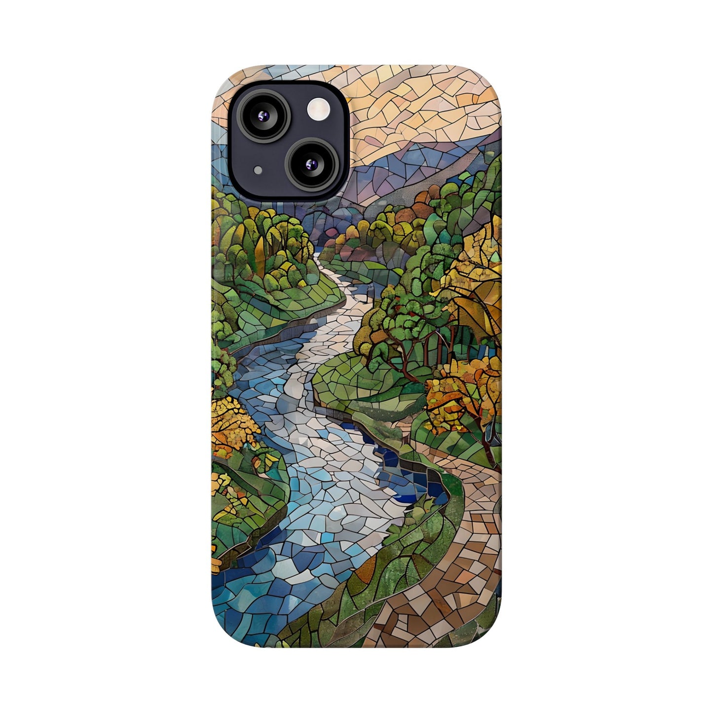 Cuyahoga Valley Mosaic Slim Phone Case, Midwest Forest Art, Scenic Nature Aesthetic, Unique Gift for Nature Lovers