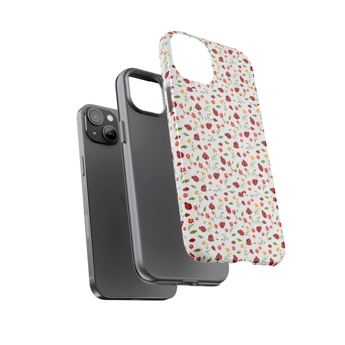 Ladybug Tough Phone Case - Cute Insect Aesthetic, Nature-Inspired Pattern Art, Compatible with iPhone, Galaxy, and Google Phones