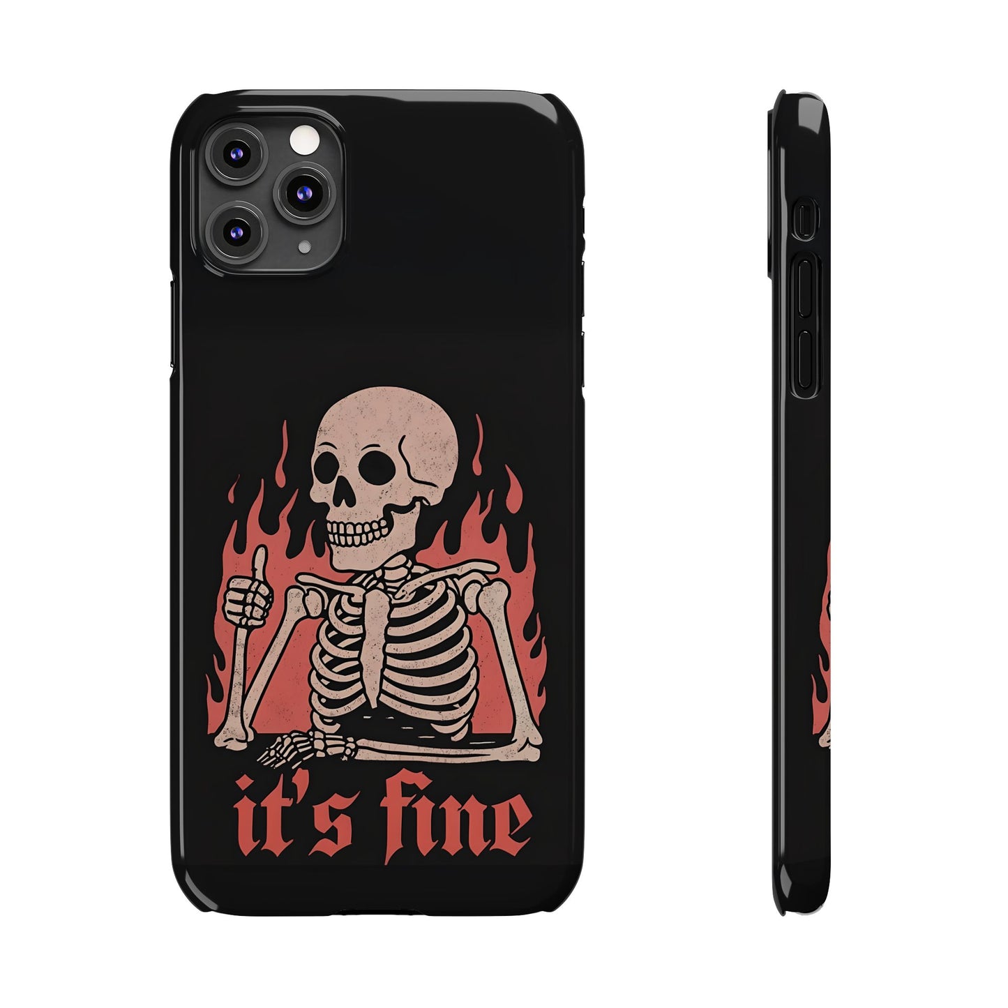 Skeleton It's Fine Phone Case, Slim Phone Cover, Halloween Gift, Gothic Style, Quirky Phone Accessories, Unique Slim Cases