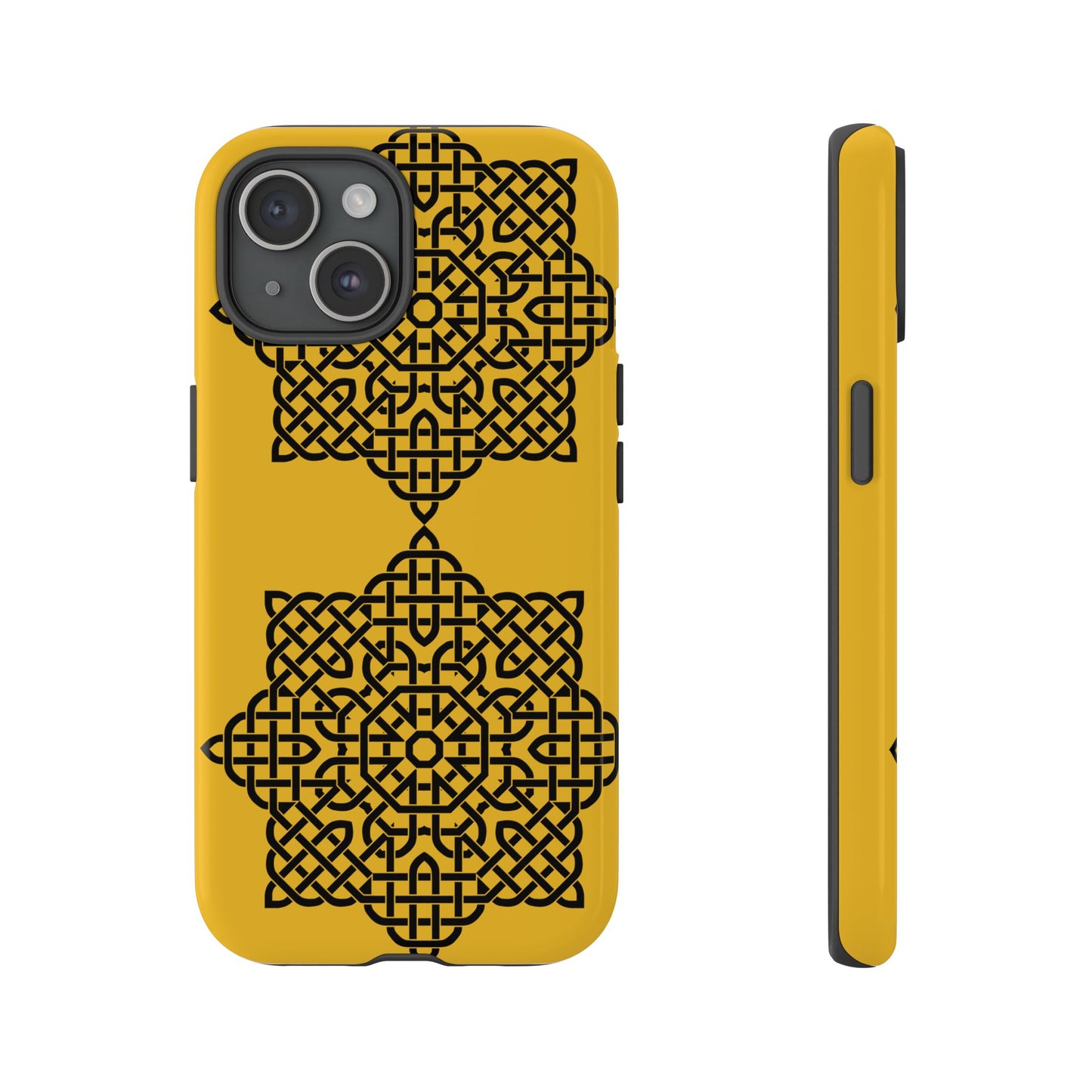 Tough Case Celtic Knot Gold and Black Pattern Phone Cover Compatible with iPhone 17, 16, 15, 14, 13, Galaxy, Google, Irish Heritage Design