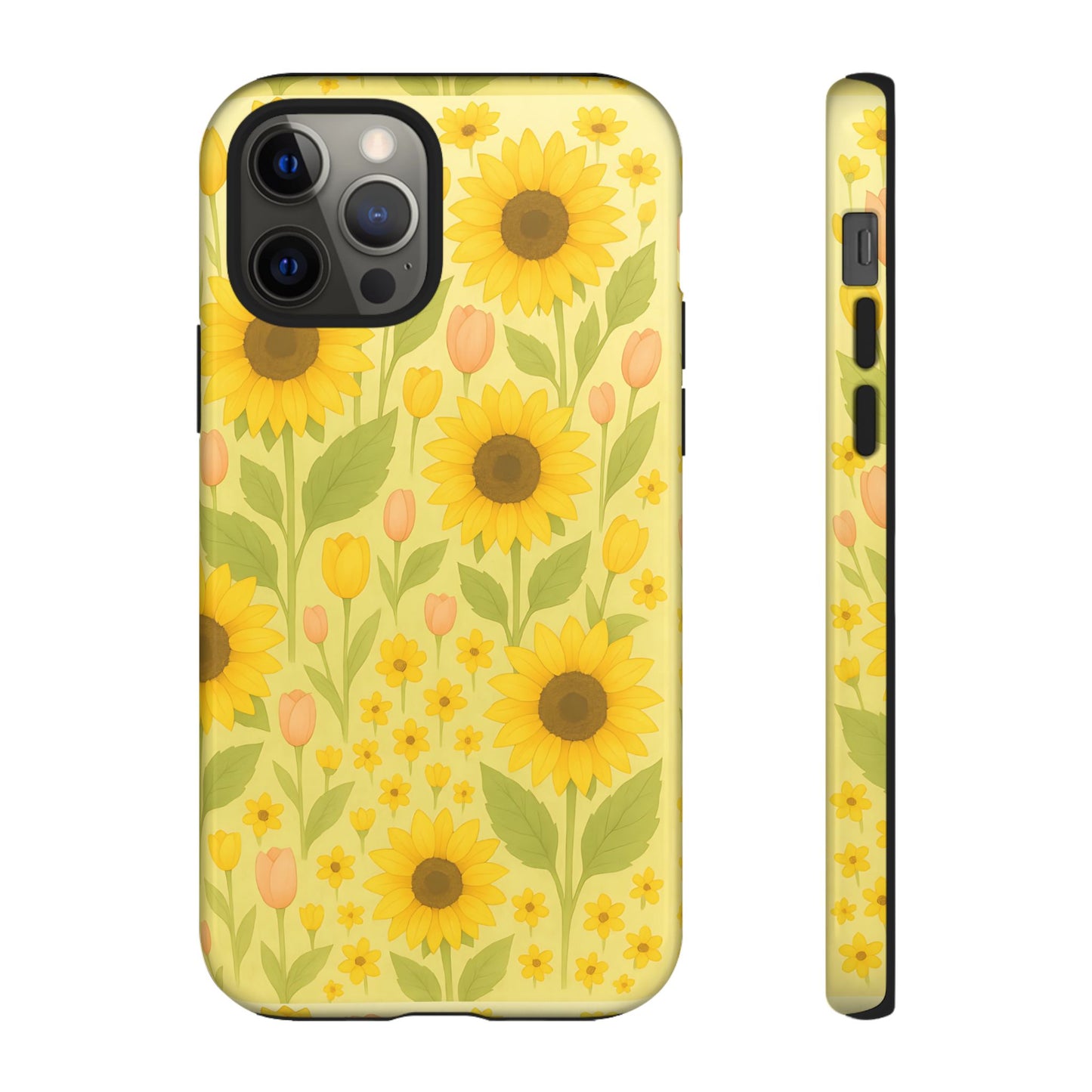 Sunflower Floral Phone Case, Watercolor Botanical Print, Aesthetic Tough Phone Case, Compatible with iPhone, Galaxy, Google