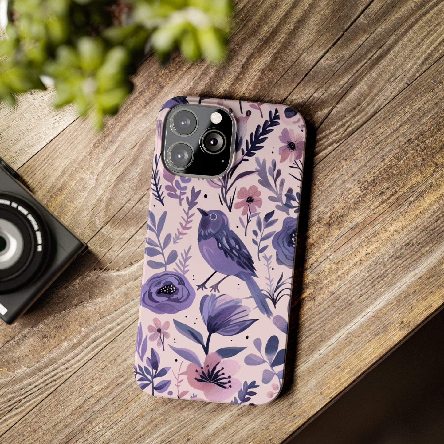 Floral Bird Slim Phone Case, Elegant Phone Cover, Cute Gift for Bird Lovers, Spring Vibes, Nature-Inspired