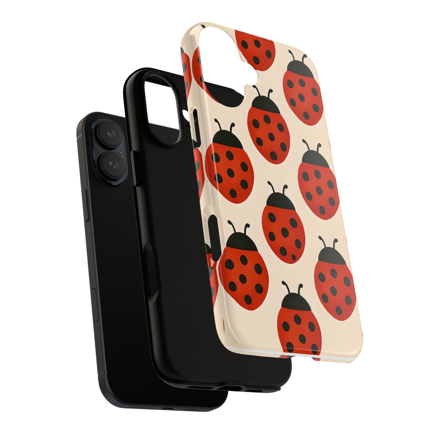 Cute Ladybug Tough Phone Case - Red and Black Insect Pattern, Nature-Inspired Design, Compatible with iPhone, Galaxy, and Google Phones
