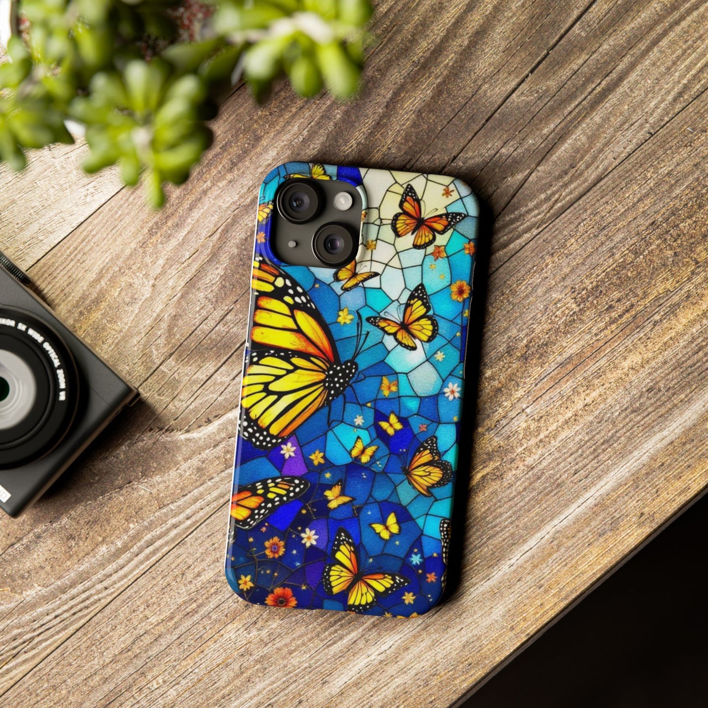 Butterfly Garden Slim Phone Case - Colorful Floral Design, Gift for Nature Lovers, Birthday Surprise, Eco-Friendly, Summer Vibes