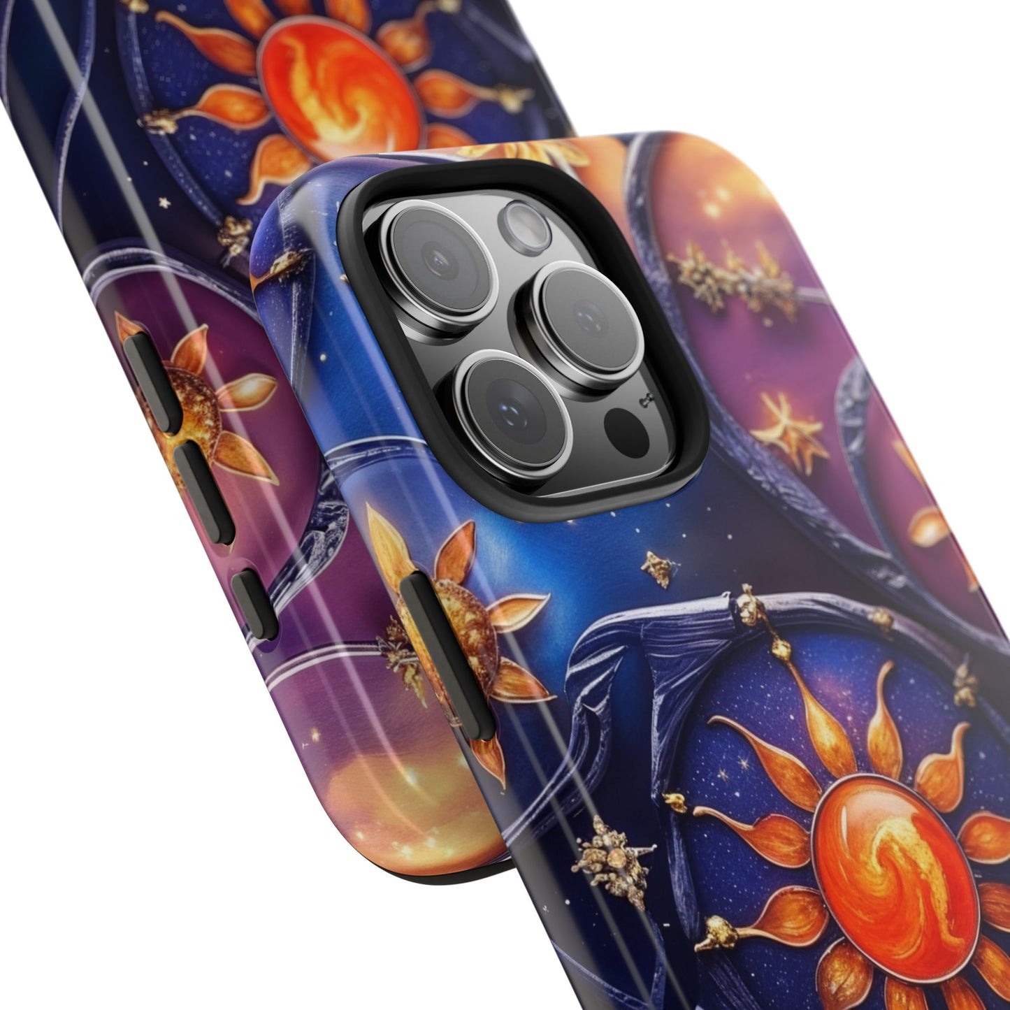 Elegant Purple Stained Glass Floral Phone Case, Durable Tough Cover and Vibrant Artistic Design compatible with iPhone and Samsung Galaxy