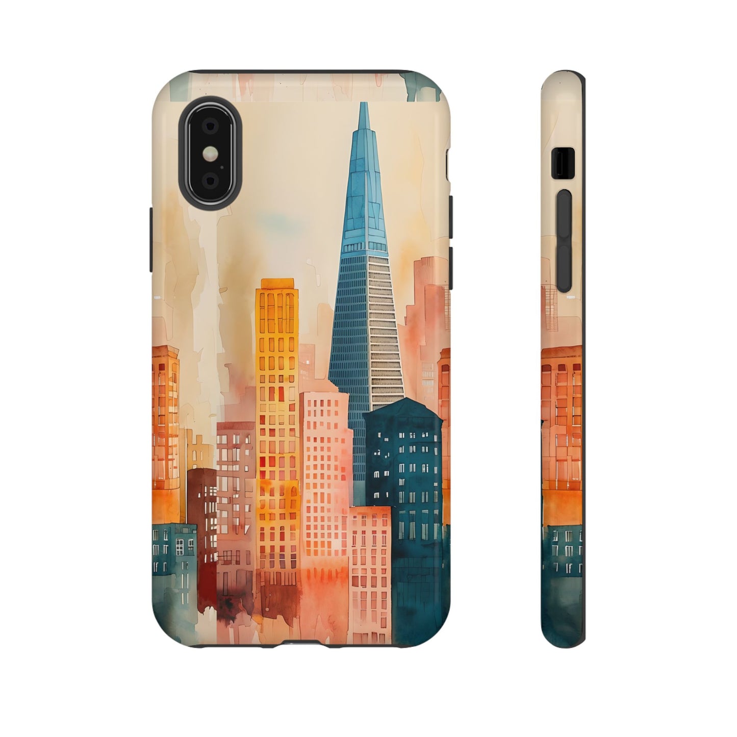 San Francisco Cityscape Tough Phone Case - Tropical Skyline Aesthetic, Sunset Beach Urban Art, Compatible with iPhone, Galaxy, and Google