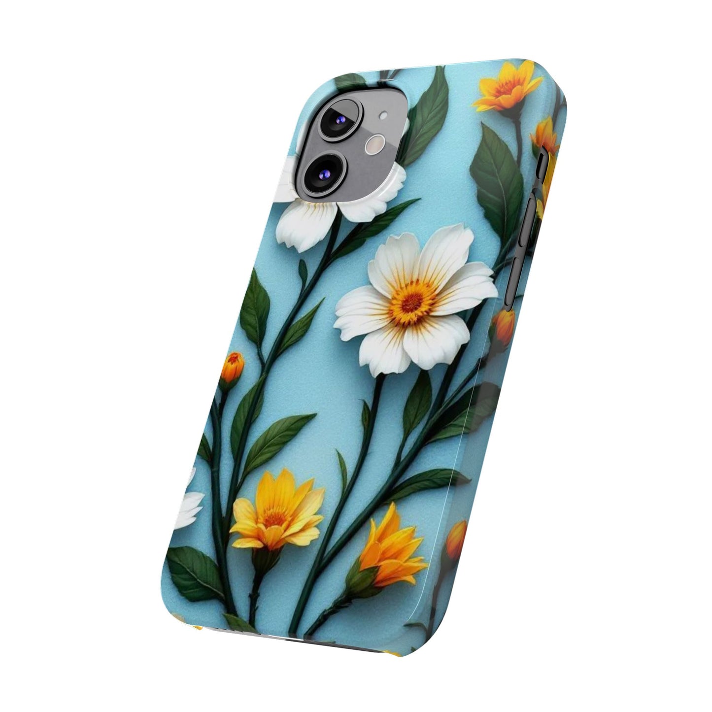 Floral Slim Phone Case - Colorful Flower Design, Elegant Phone Cover, Spring Accessories, Gift Idea for Her, Trendy Cell Phone Case