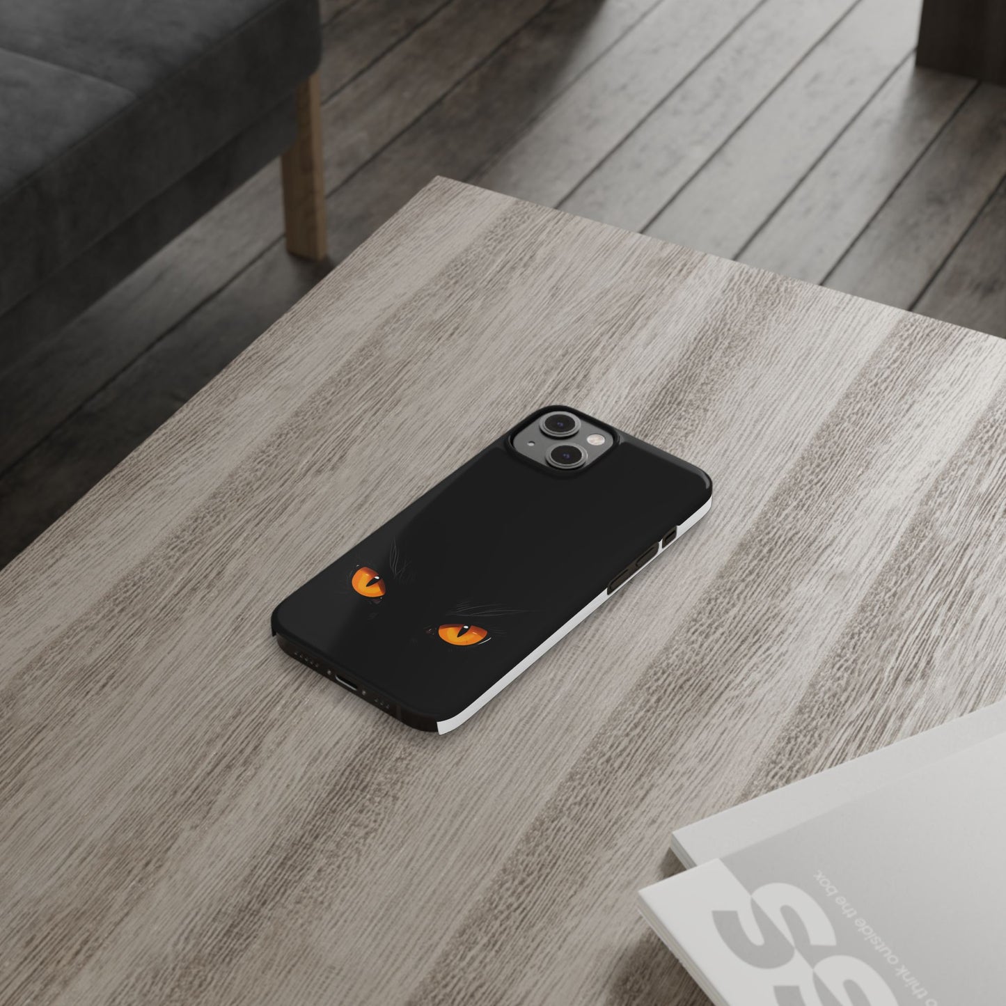 Black Cat Slim Phone Case - Gothic Halloween Aesthetic, Subtle Spookycore Aesthetic, Compatible with iPhone, Galaxy, and Google Phones