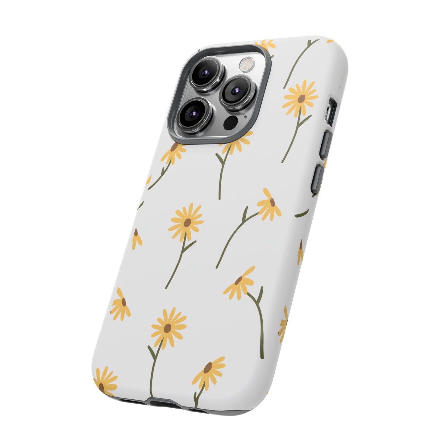 Sunflower Floral Tough Phone Case - Minimal Daisy-Inspired Print, Simple Botanical Aesthetic, Compatible with iPhone, Galaxy, and Google