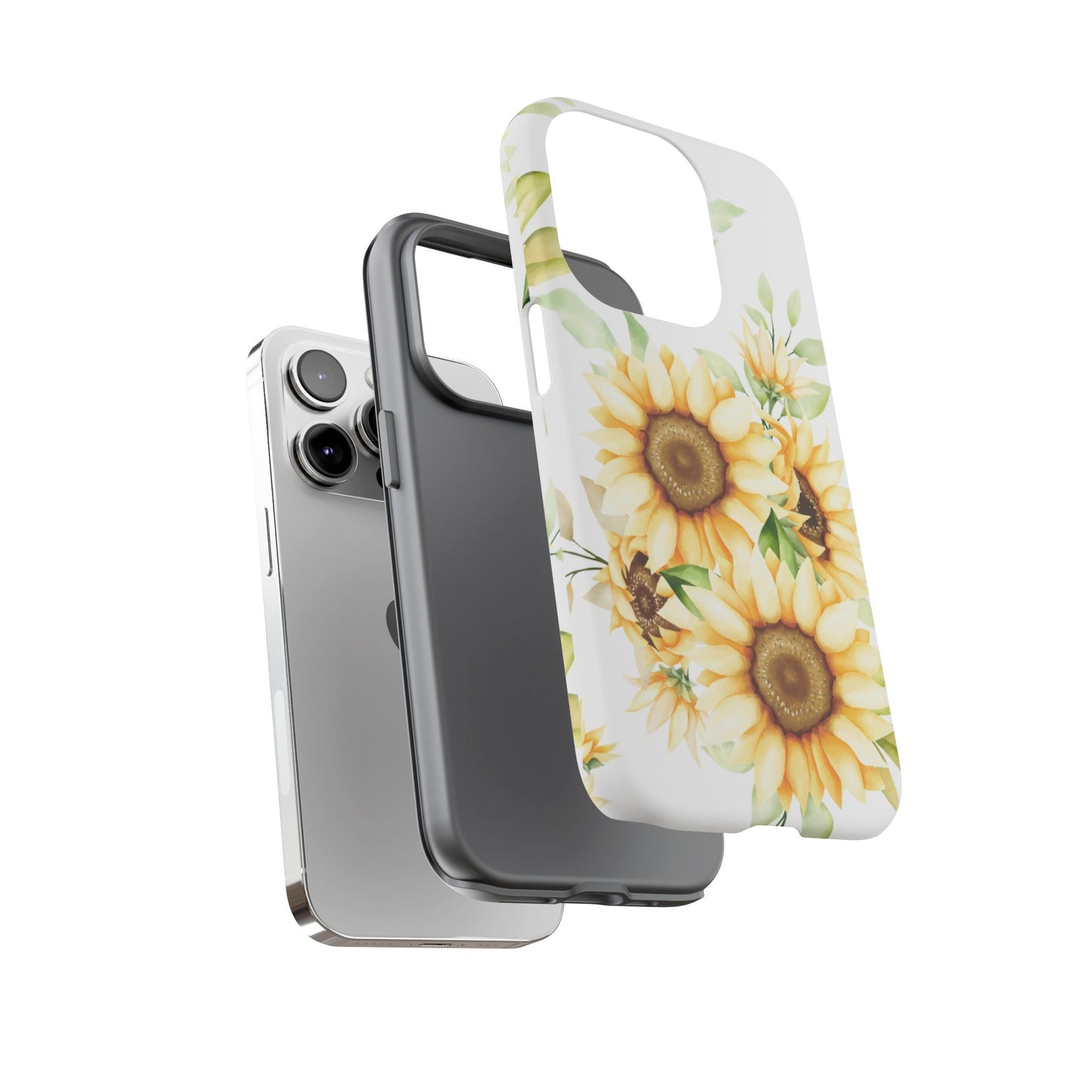 Sunflower Floral Tough Phone Case - Watercolor Botanical Art, Bright Nature Aesthetic, Compatible with iPhone, Galaxy, and Google Phones