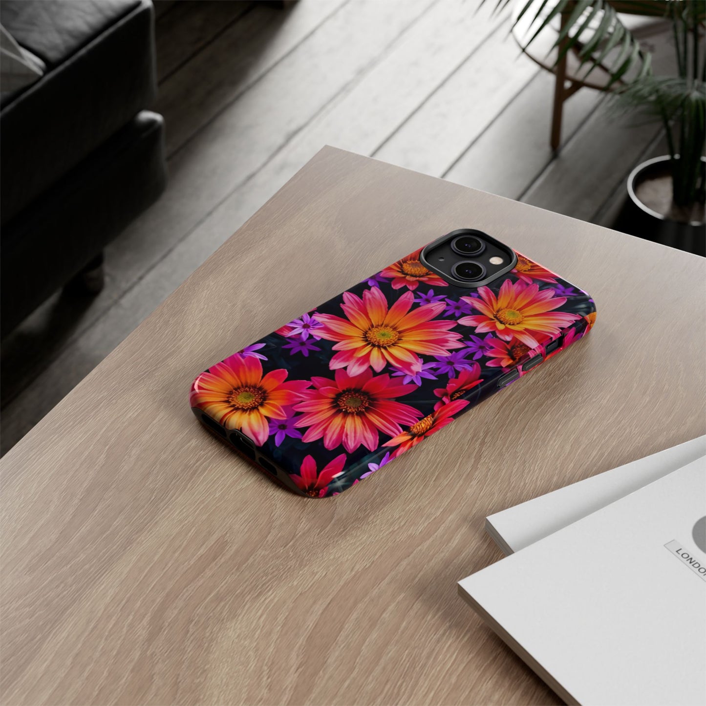 Bold Garden Flower Tough Phone Case - Colorful Floral Print, Bright Botanical Aesthetic, Compatible with iPhone, Galaxy, and Google Phones