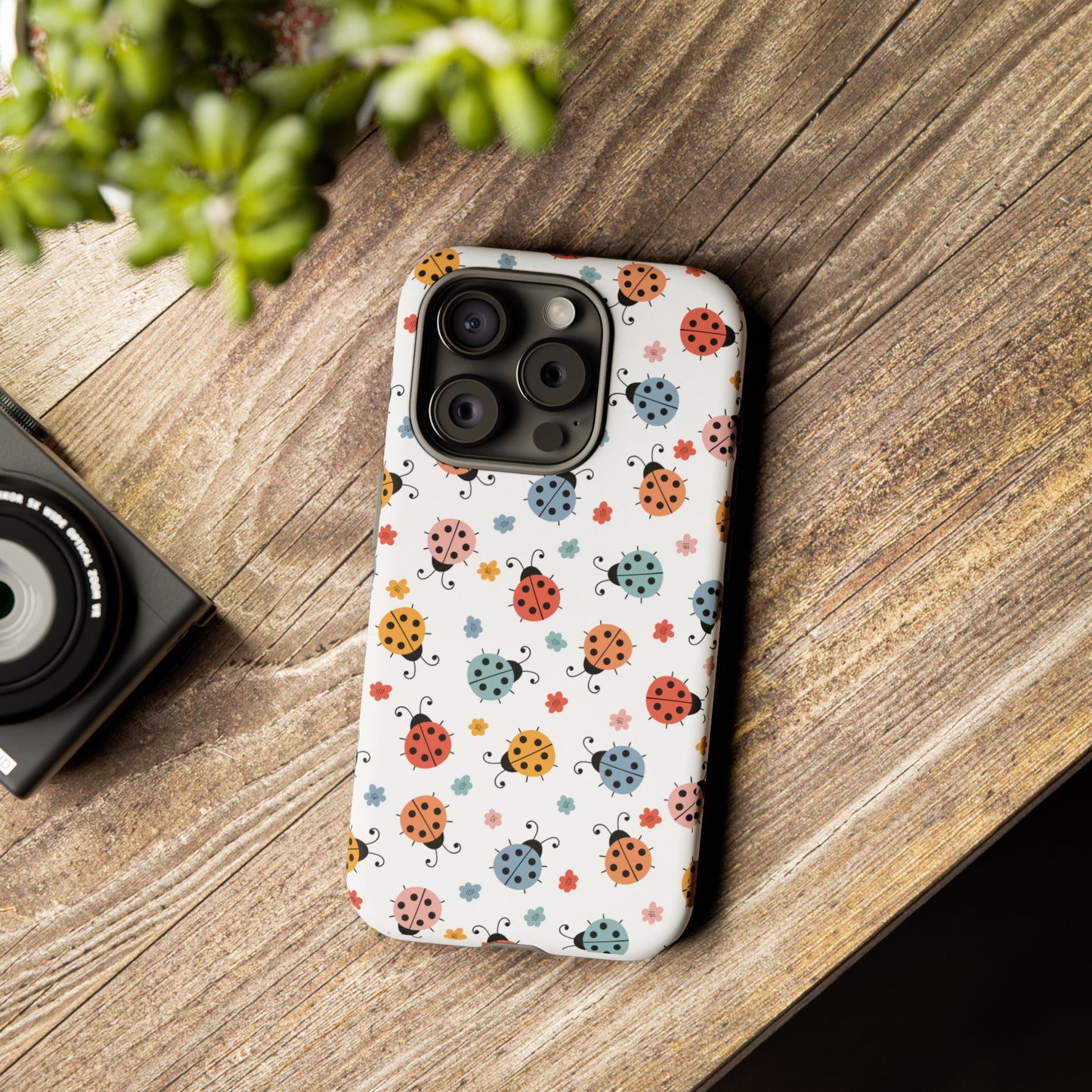 Ladybug Tough Phone Case - Cute Insect Aesthetic, Nature-Inspired Pattern Art, Compatible with iPhone, Galaxy, and Google Phones
