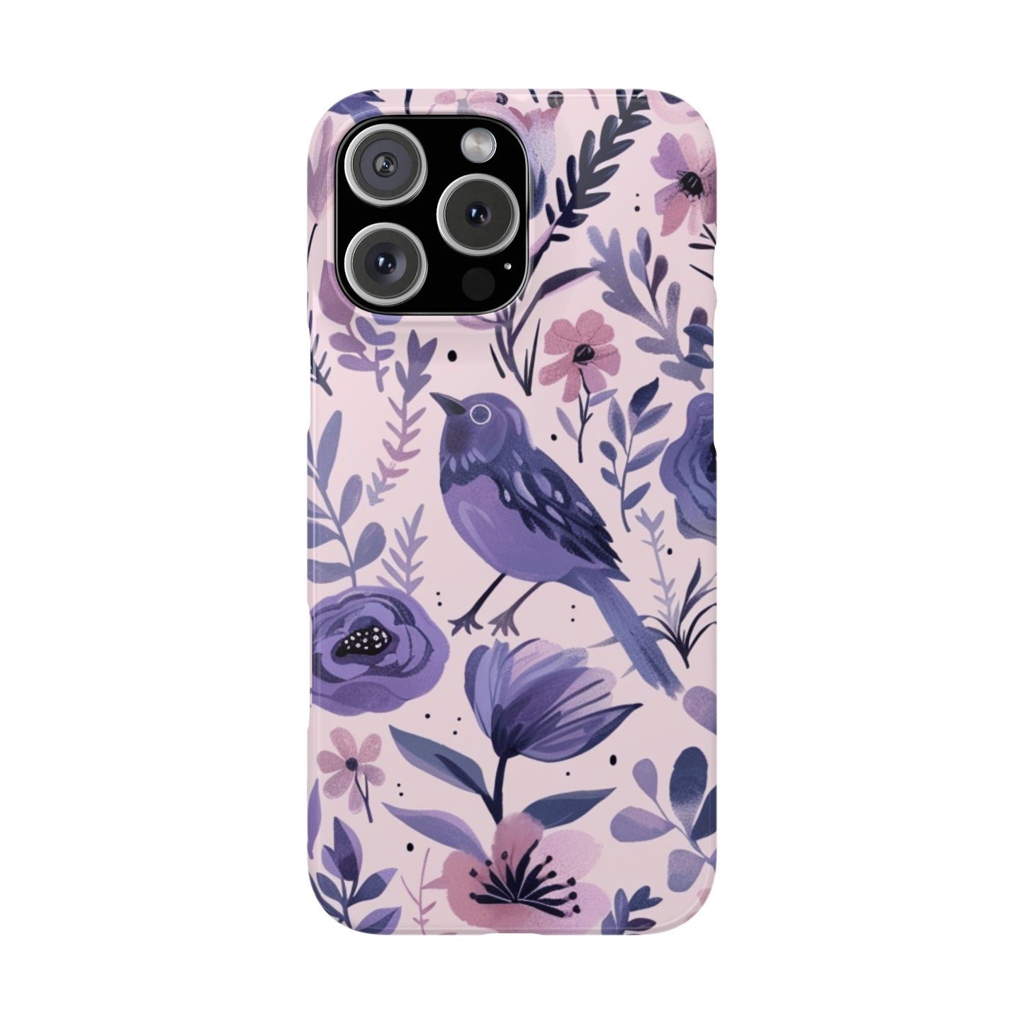 Floral Bird Slim Phone Case, Elegant Phone Cover, Cute Gift for Bird Lovers, Spring Vibes, Nature-Inspired