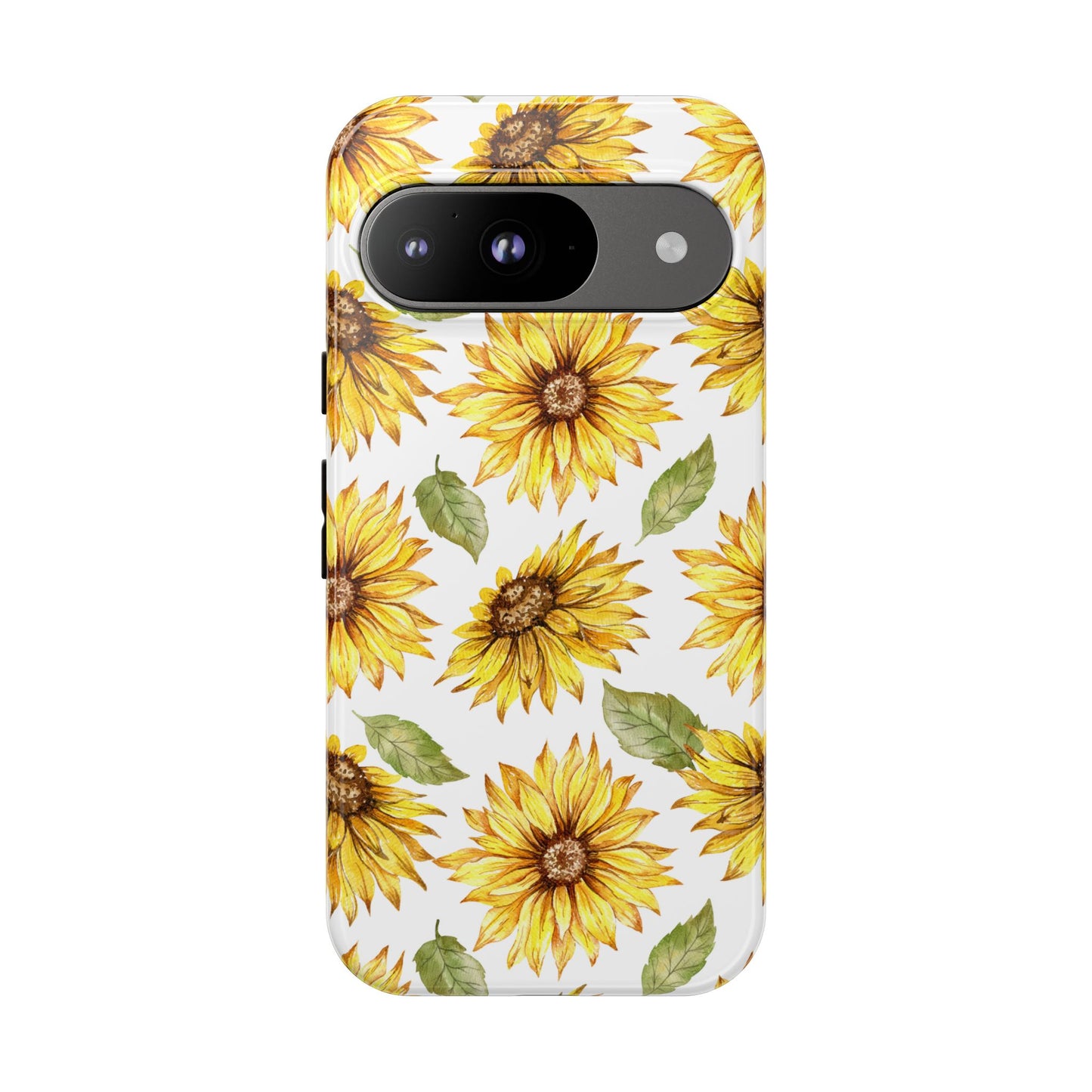 Sunflower Floral Tough Phone Case - Watercolor Botanical Print, Bright Nature Aesthetic, Compatible with iPhone, Galaxy, and Google Phones