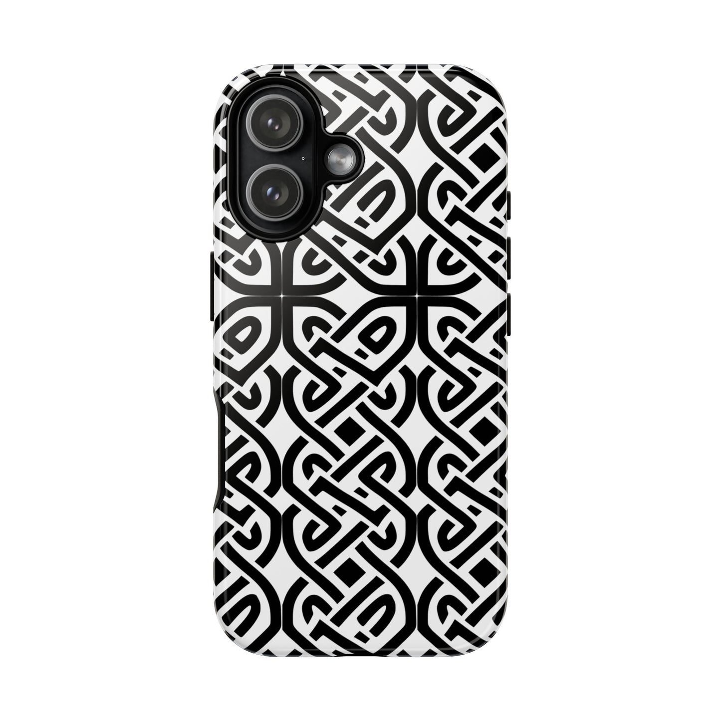 Tough Case Celtic Knot Black and White Pattern Phone Cover Compatible with iPhone 17, 16, 15, 14, 13, Galaxy, Google, Irish Heritage Design