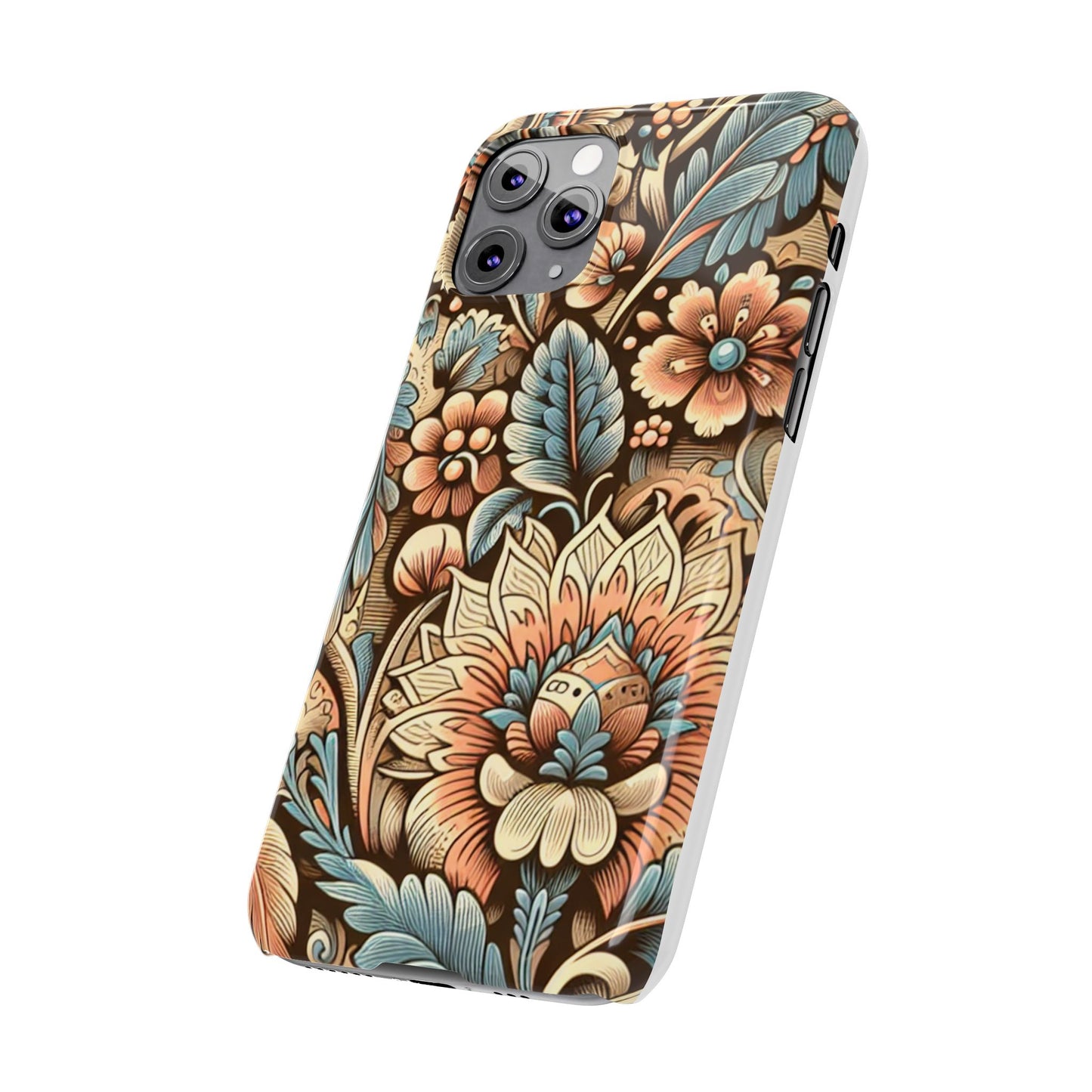 Floral Slim Phone Case, Boho Chic Phone Cover, Stylish Gift for Her, Spring and Summer Accessory, Trendy Phone Protector