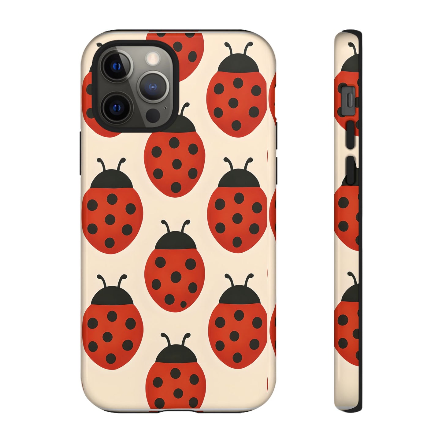Cute Ladybug Tough Phone Case - Red and Black Insect Pattern, Nature-Inspired Design, Compatible with iPhone, Galaxy, and Google Phones