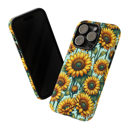 Sunflower Phone Case Bright Floral Cottagecore Aesthetic for iPhone, Samsung Galaxy, Google Pixel - Yellow Botanical Nature Aesthetic Cover