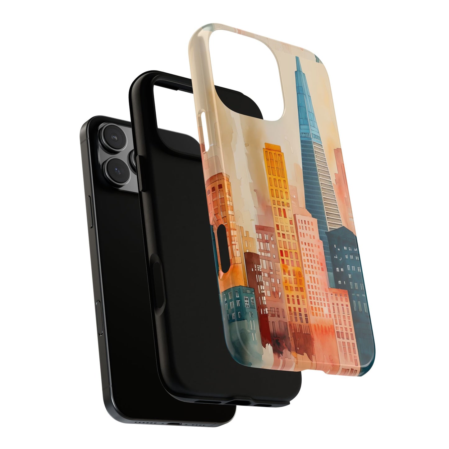 San Francisco Cityscape Tough Phone Case - Tropical Skyline Aesthetic, Sunset Beach Urban Art, Compatible with iPhone, Galaxy, and Google