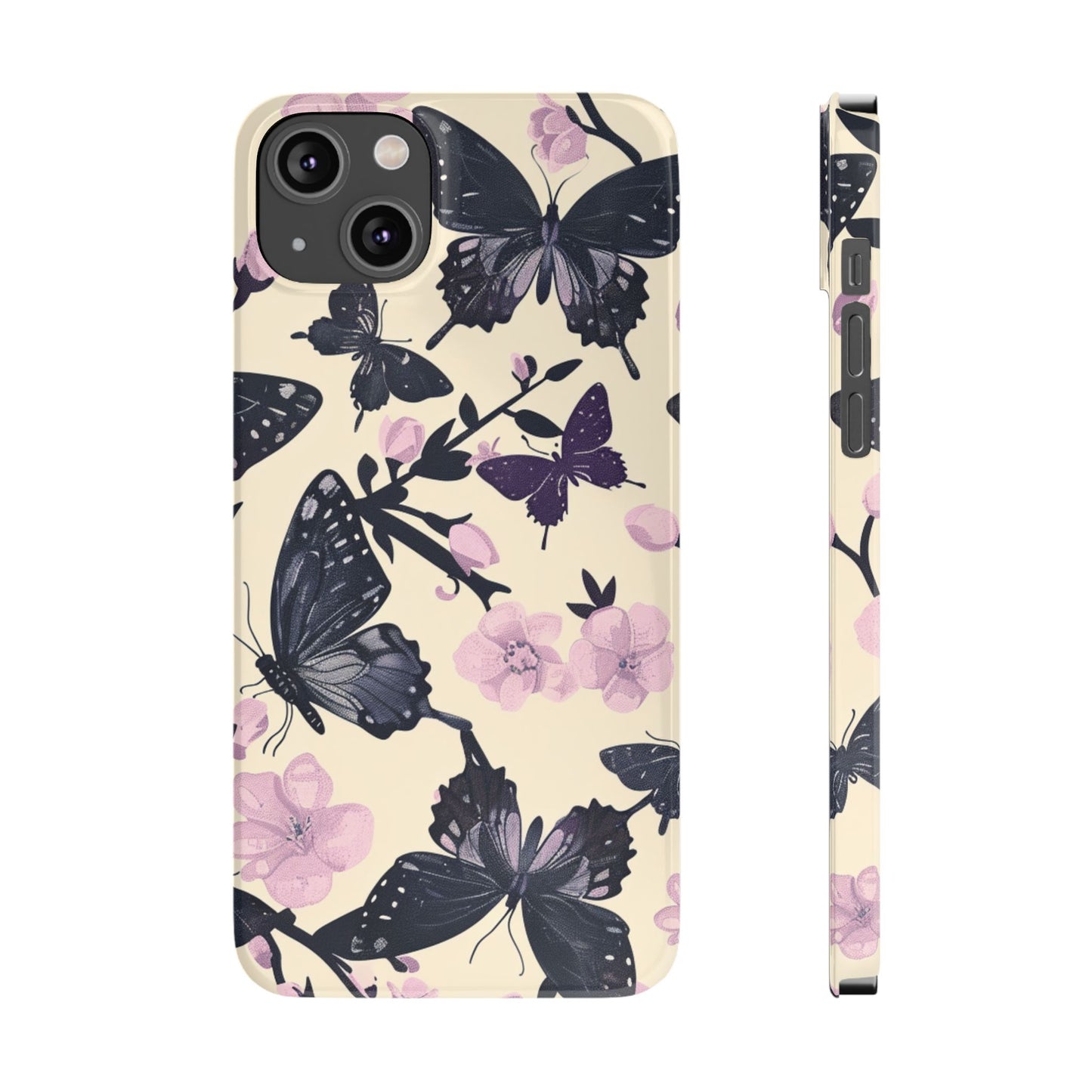 Butterfly Floral Slim Phone Cases, Elegant Butterfly Design, Nature Lover Gift, Phone Accessory, Stylish Cases for Women