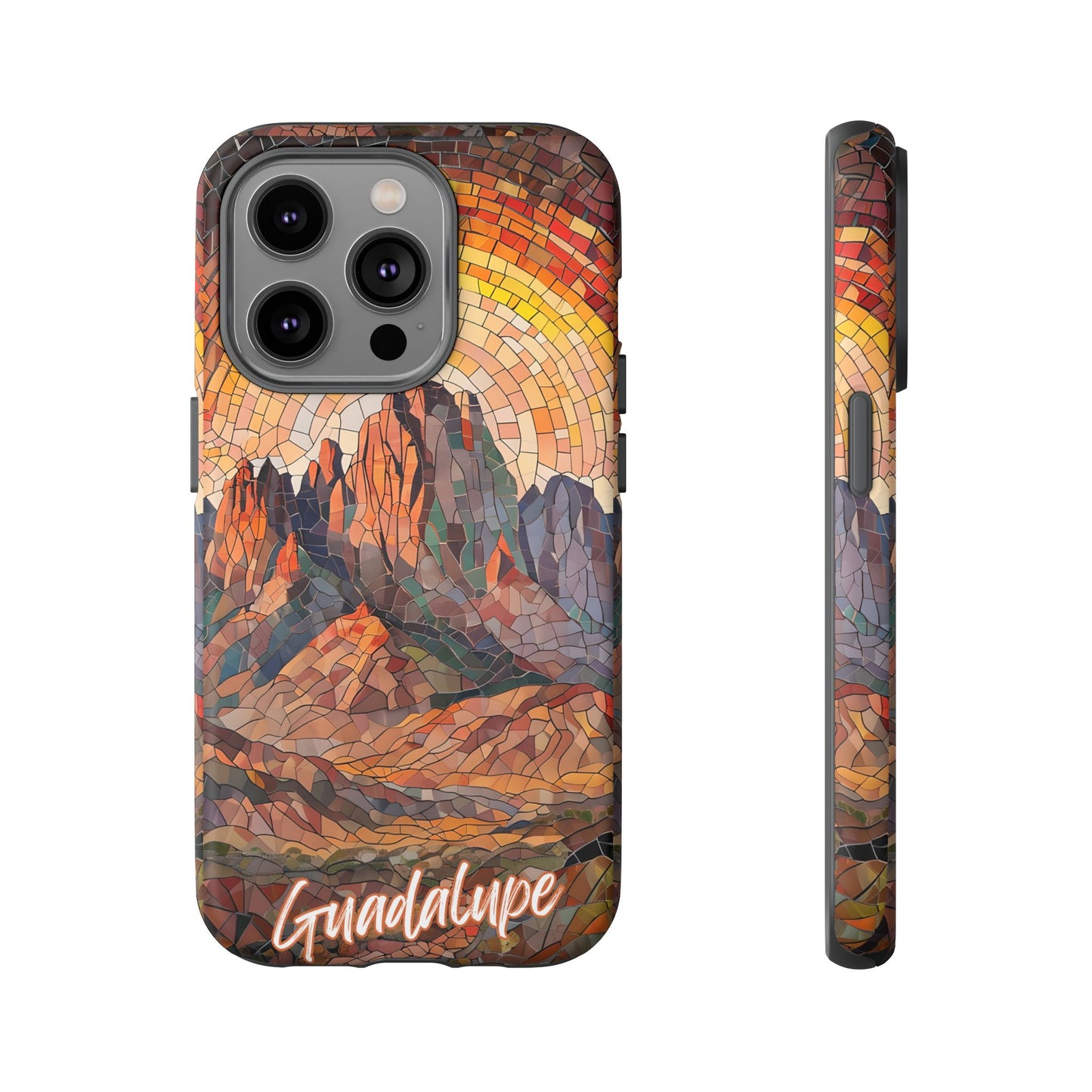 Guadalupe Mountains Mosaic Tough Phone Case, Scenic Mountain Art, National Park Aesthetic, Compatible with iPhone, Galaxy, and Google Phones