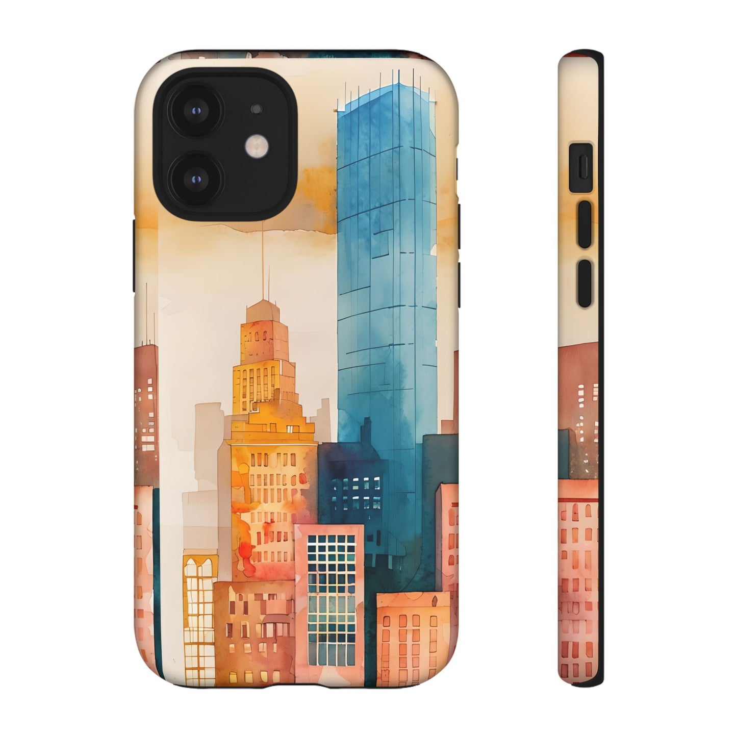 Boston Cityscape Tough Phone Case - Tropical Skyline Aesthetic, Sunset Beach Urban Art, Compatible with iPhone, Galaxy, and Google Phones