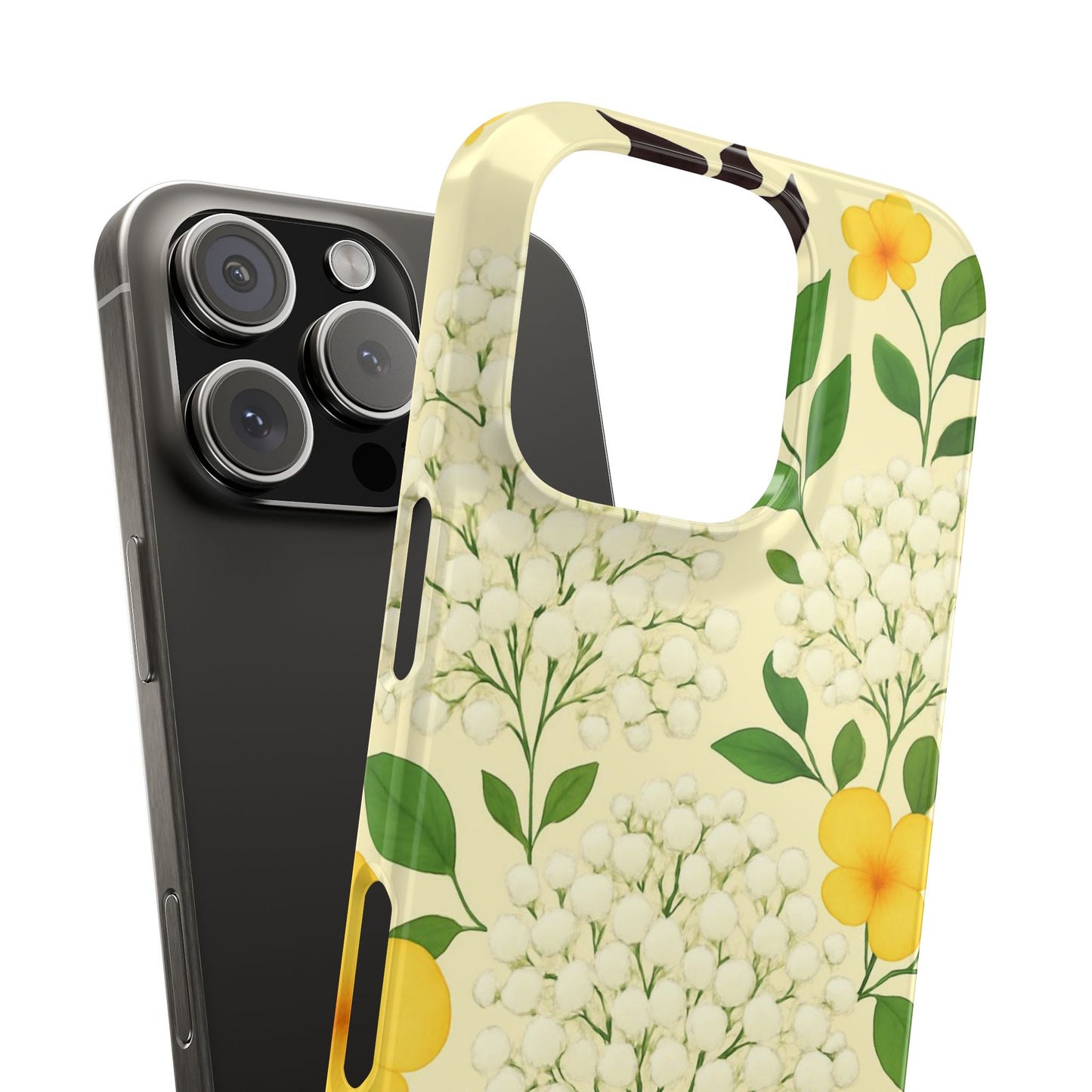 Delicate Floral Print Phone Case, Autumn Botanical Slim Phone Case, Aesthetic Flower Phone Cover Compatible with iPhone, Galaxy, Google