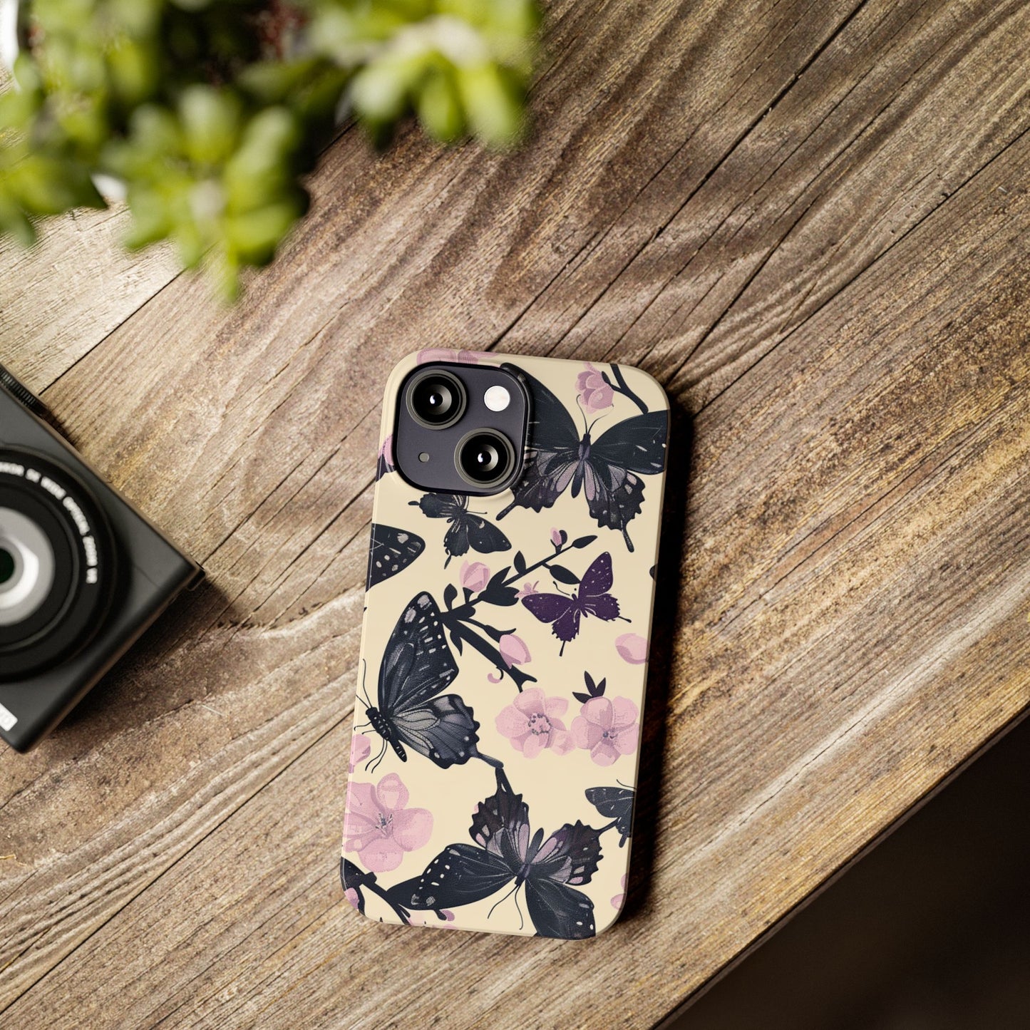 Butterfly Floral Slim Phone Cases, Elegant Butterfly Design, Nature Lover Gift, Phone Accessory, Stylish Cases for Women