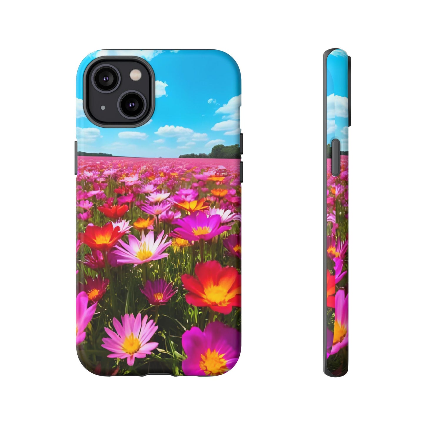 Flower Field Tough Phone Case - Wildflower Meadow Print, Colorful Nature Aesthetic, Compatible with iPhone, Galaxy, and Google Phones