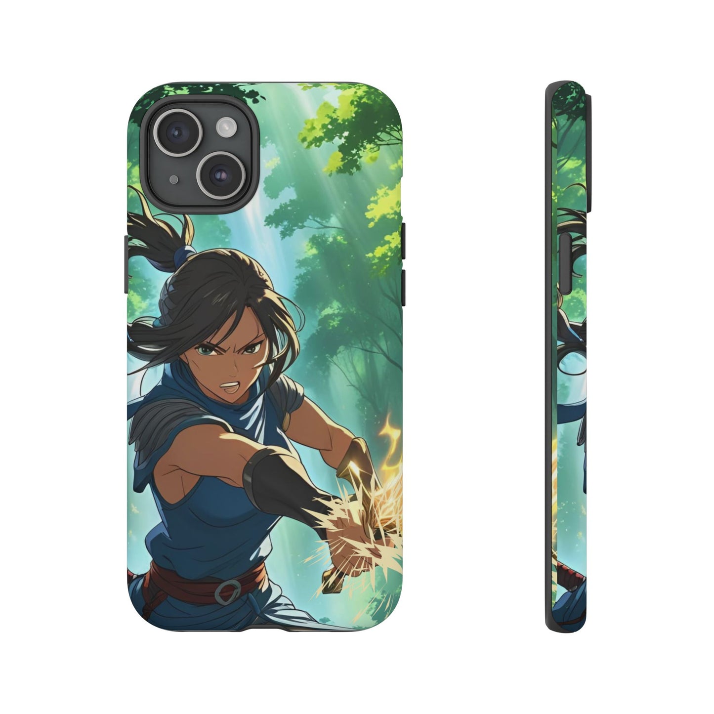 Anime Warrior Girl Tough Phone Case - Japanese Action Aesthetic, Fierce Heroine Design, Compatible with iPhone, Galaxy, and Google Phones