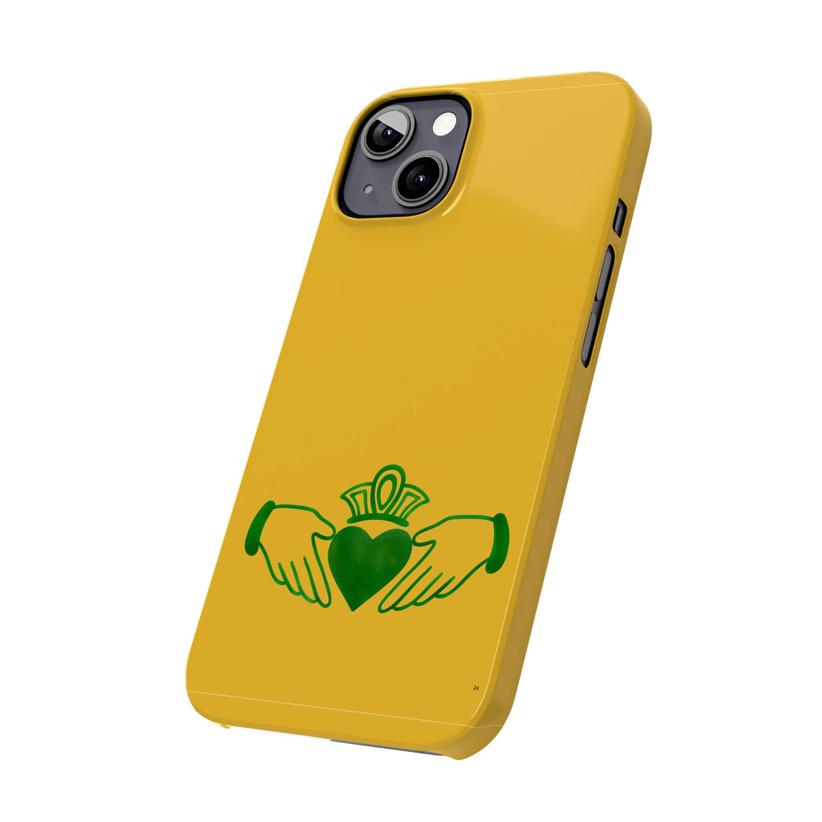Irish Claddagh Slim Phone Case, Gold and Green Design Phone Cover, Ireland Art Compatible with iPhone 17, 16, 15, 14, 13, 12, 11
