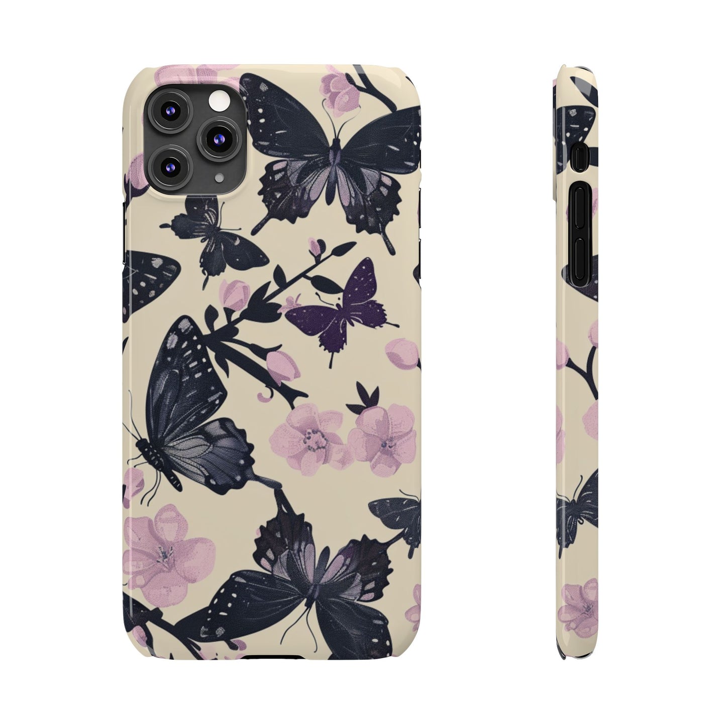 Butterfly Floral Slim Phone Cases, Elegant Butterfly Design, Nature Lover Gift, Phone Accessory, Stylish Cases for Women