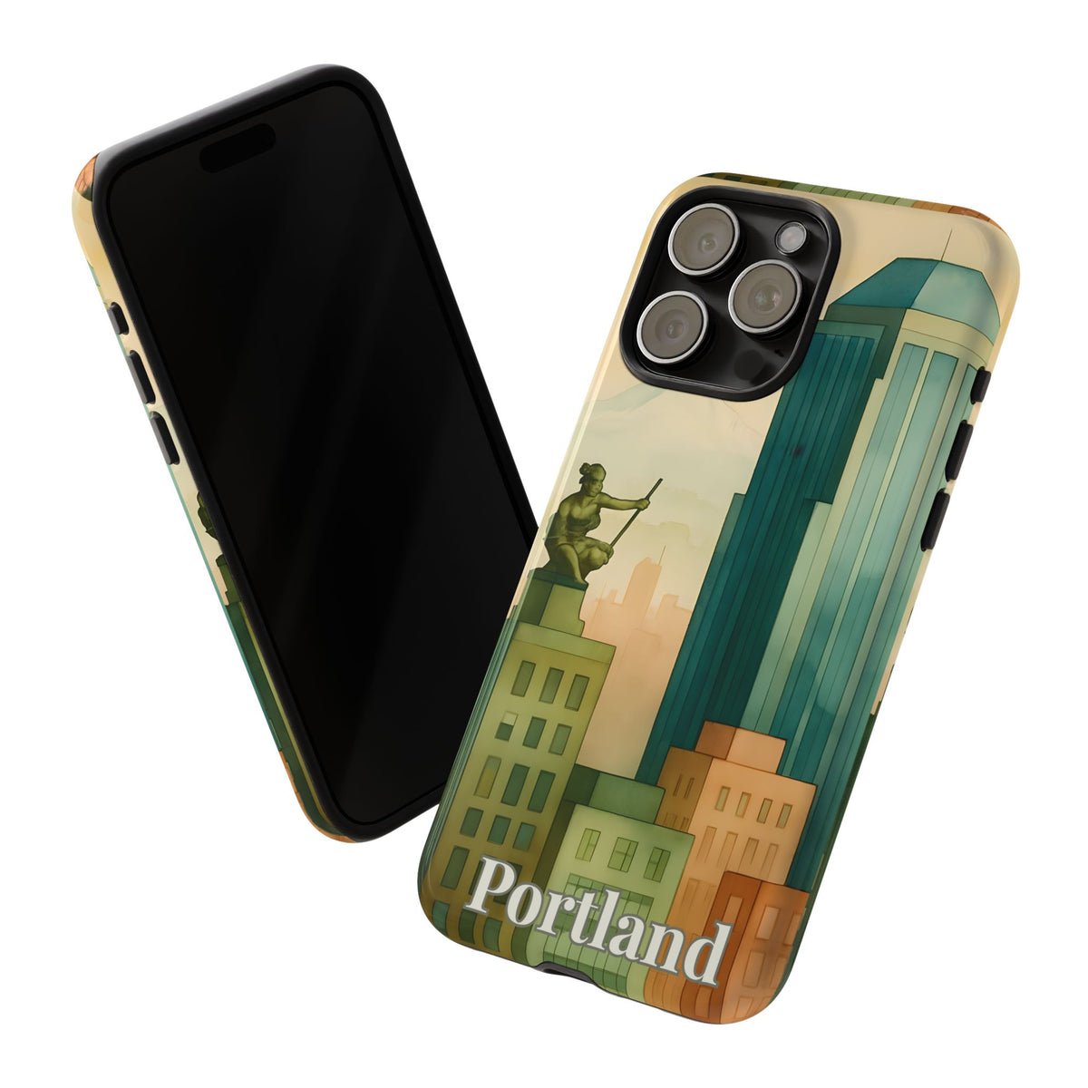 Portland Cityscape Phone Case • Urban Skyline Art Tough Case • Watercolor City Aesthetic • Gift for Travelers • Compatible with iPhone, Galaxy, Google