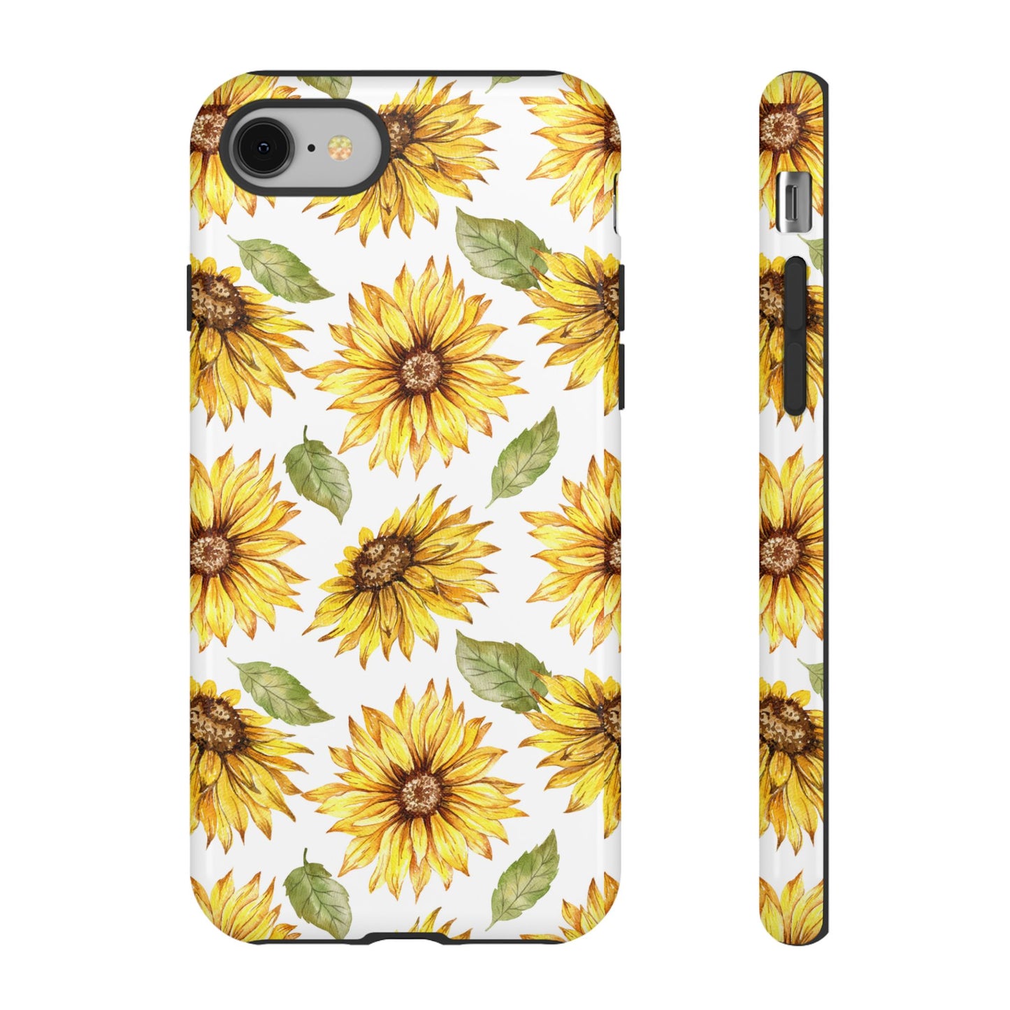 Sunflower Floral Tough Phone Case - Watercolor Botanical Print, Bright Nature Aesthetic, Compatible with iPhone, Galaxy, and Google Phones