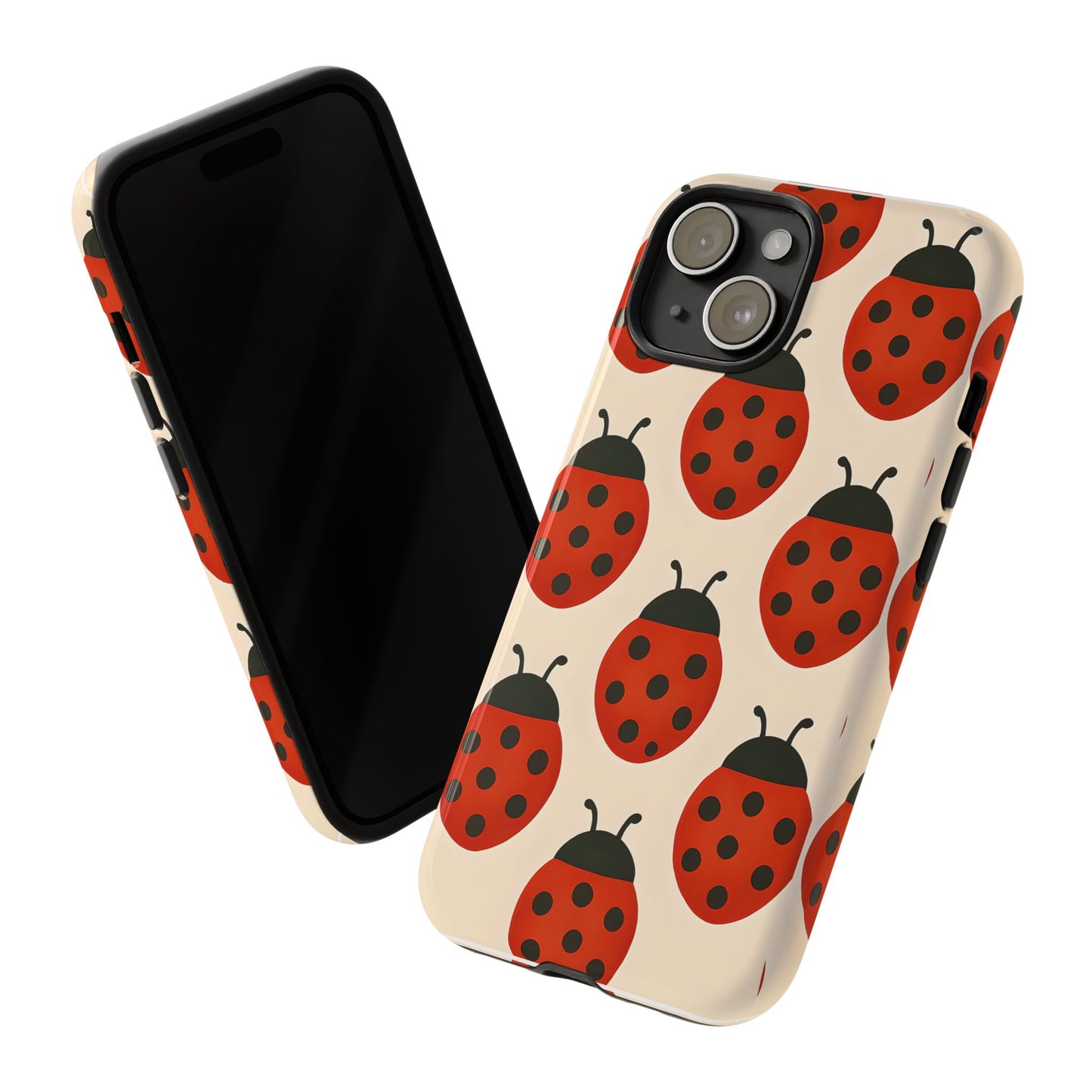 Cute Ladybug Tough Phone Case - Red and Black Insect Pattern, Nature-Inspired Design, Compatible with iPhone, Galaxy, and Google Phones