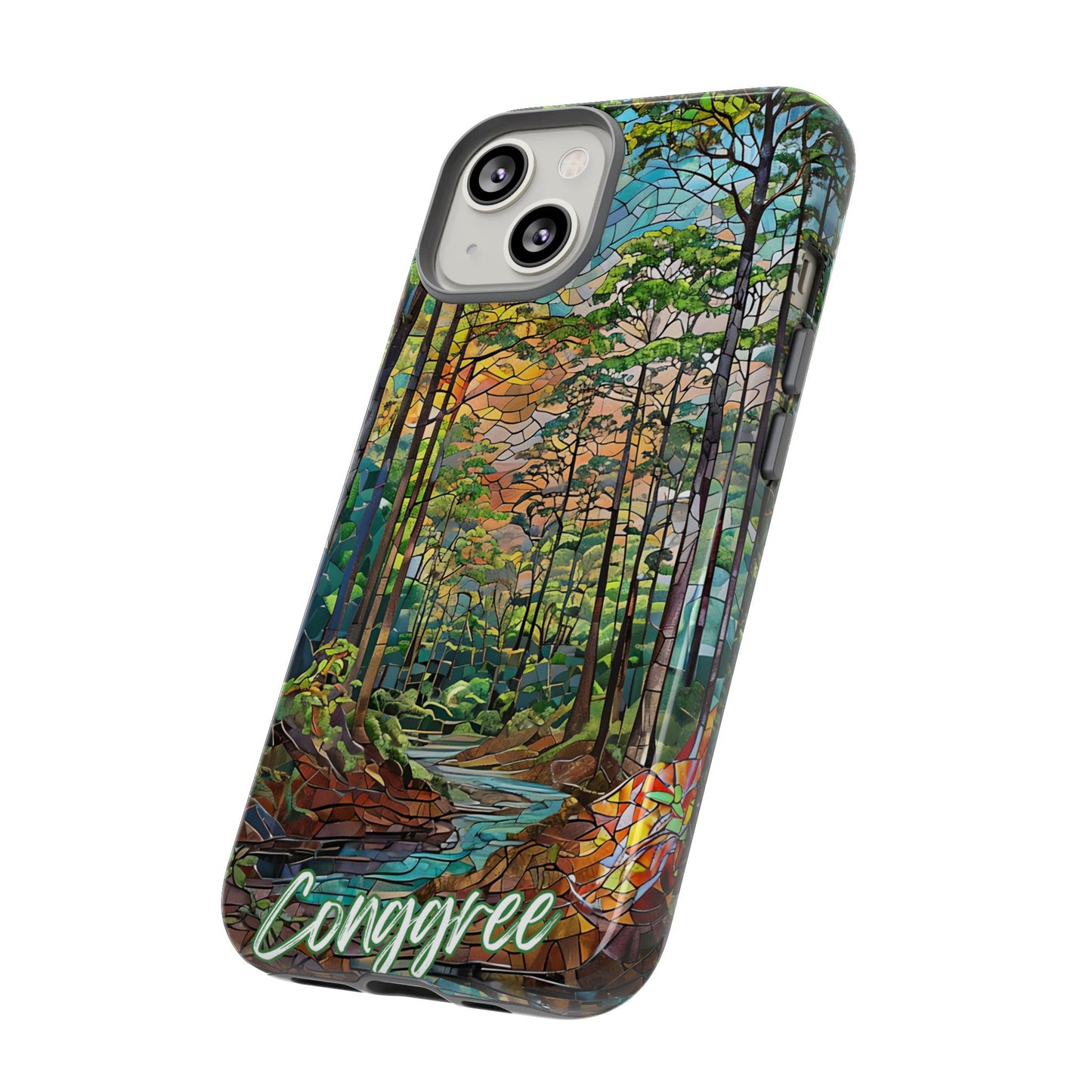 Congaree Mosaic Tough Phone Case - Lush Swamp Forest Art, Southeast Nature Aesthetic, Compatible with iPhone, Galaxy, and Google Phones