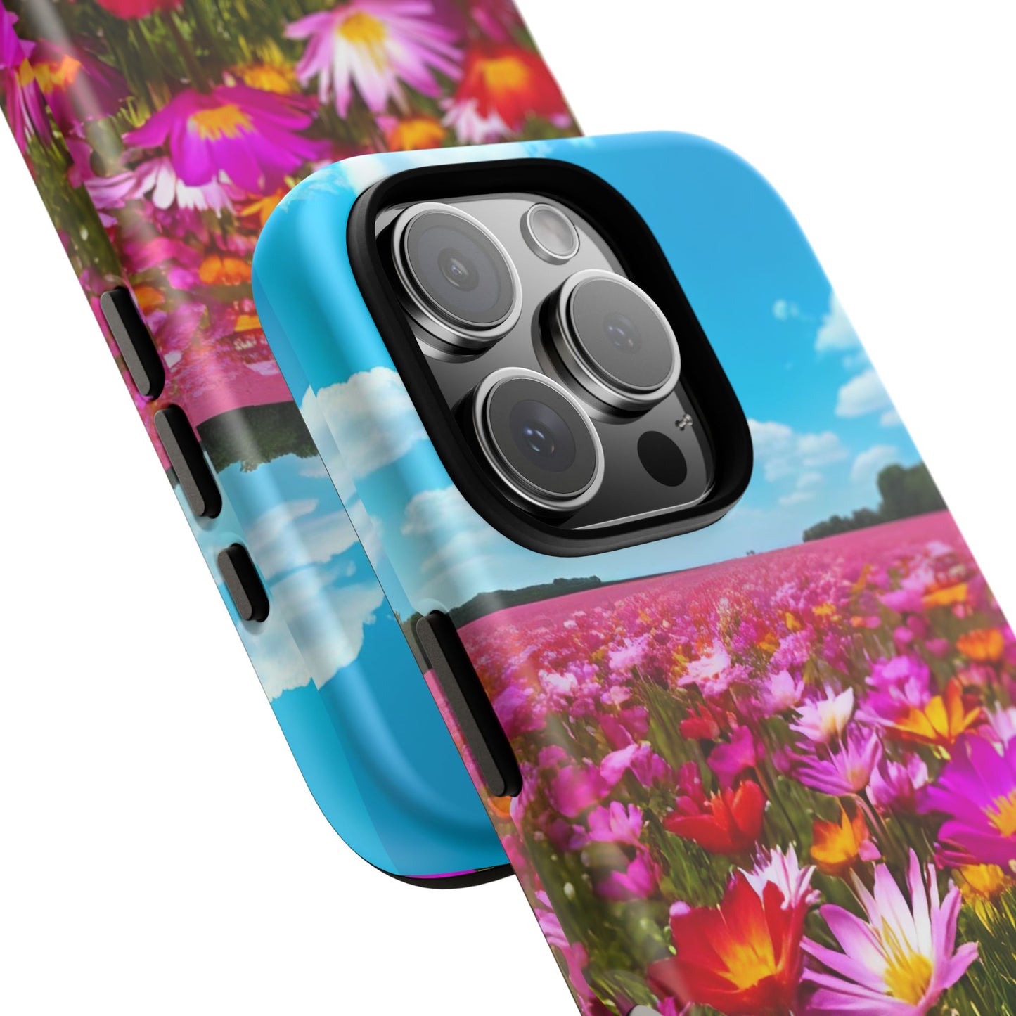 Flower Field Tough Phone Case - Wildflower Meadow Print, Colorful Nature Aesthetic, Compatible with iPhone, Galaxy, and Google Phones