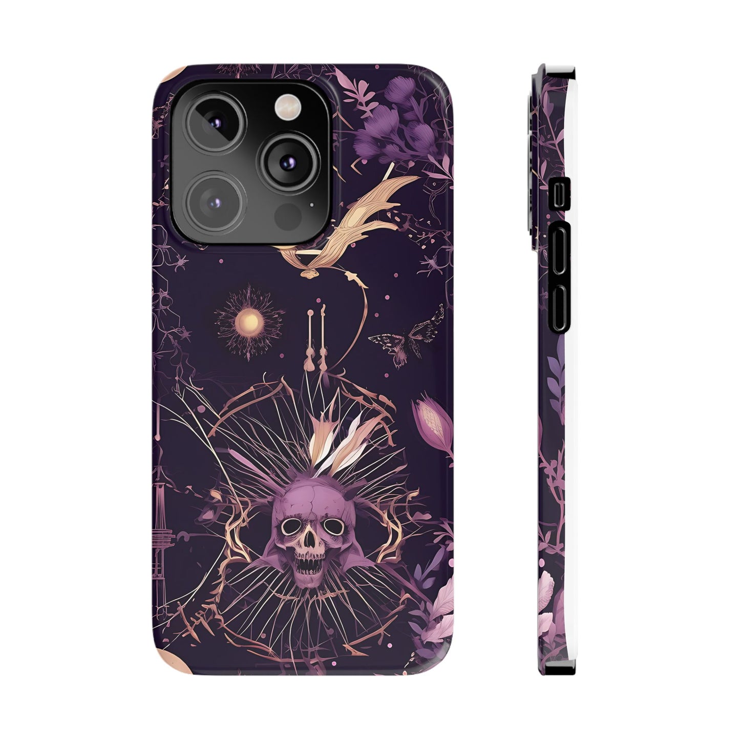 Gothic Floral Slim Phone Cases, Ghostly Style Mobile Cover, Dark Aesthetic Gift, Unique Protective Case, Perfect for Halloween