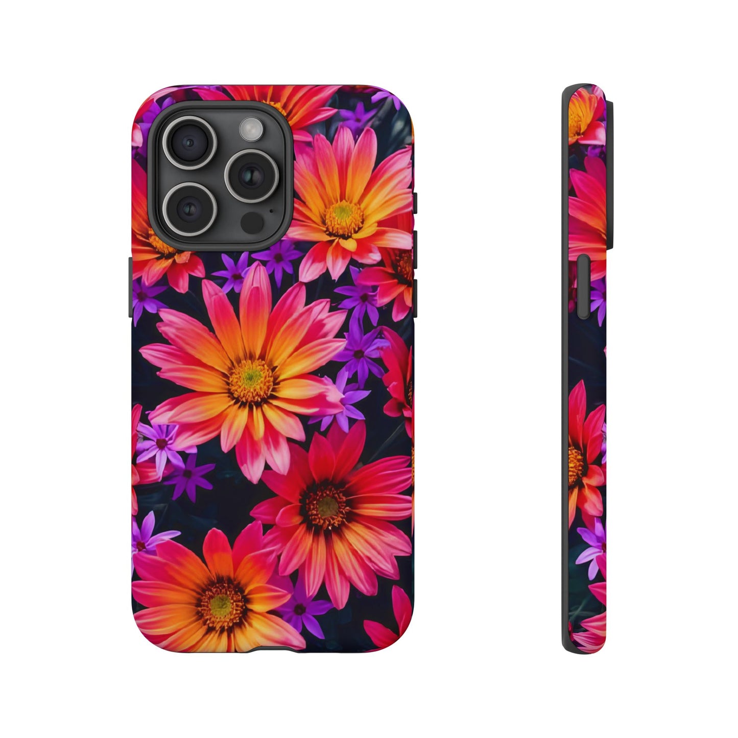 Bold Garden Flower Tough Phone Case - Colorful Floral Print, Bright Botanical Aesthetic, Compatible with iPhone, Galaxy, and Google Phones