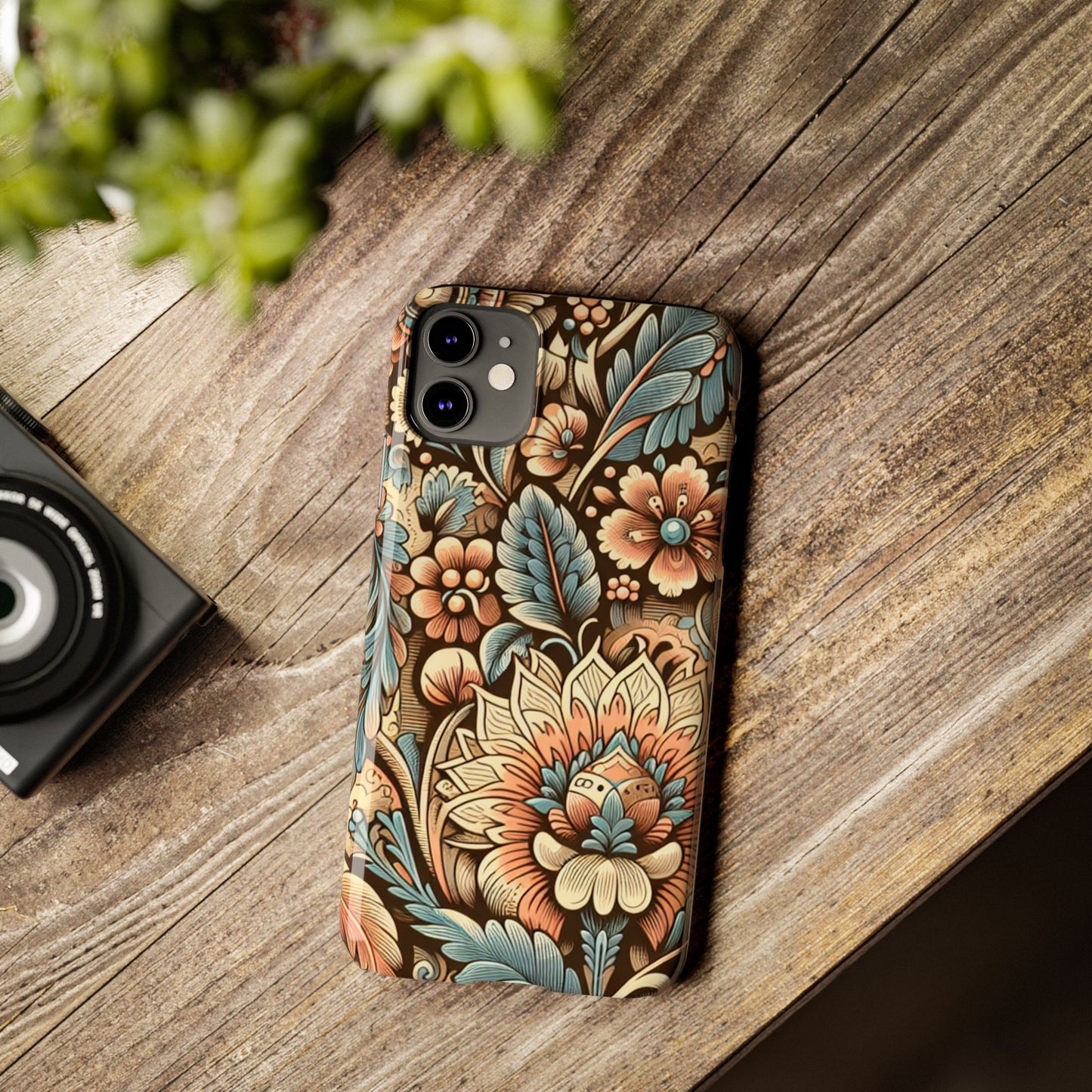 Floral Slim Phone Case, Boho Chic Phone Cover, Stylish Gift for Her, Spring and Summer Accessory, Trendy Phone Protector