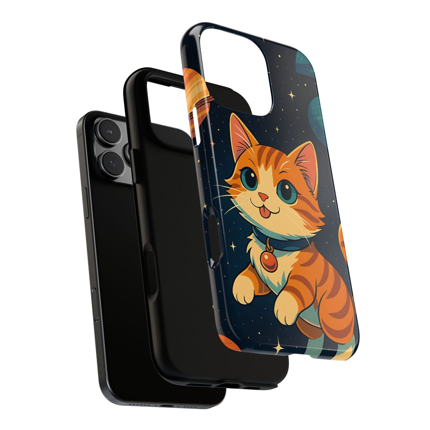 Galaxy Cat Tough Phone Case - Kawaii Space Explorer Anime Design, Cute Cosmic Aesthetic, Compatible with iPhone, Galaxy, and Google Phones